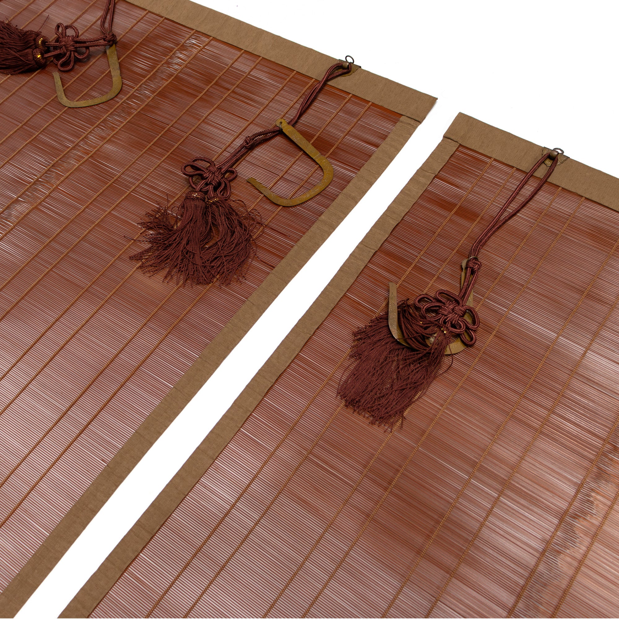 Sudare with Brocade Border| Split Bamboo Blind | Set of 2 Long & 2 Short