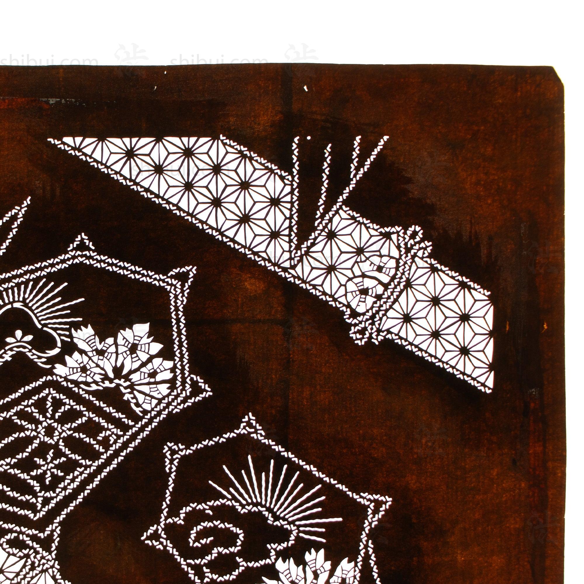 Meiji Tortoise Katagami | Japanese Lacquered Paper Stencil