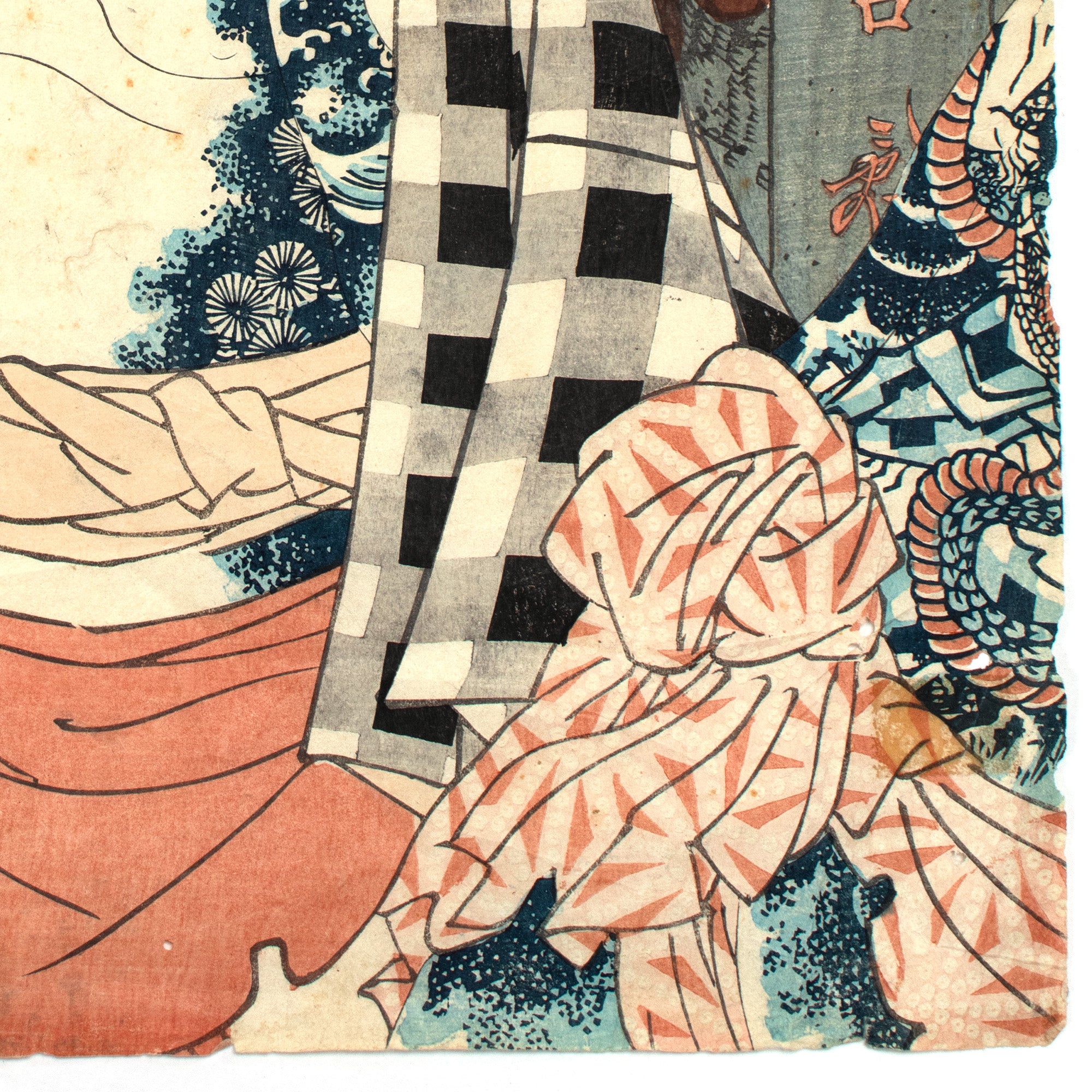 Kabuki Scene Oban From Triptych | Antique Japanese Wood Block Print