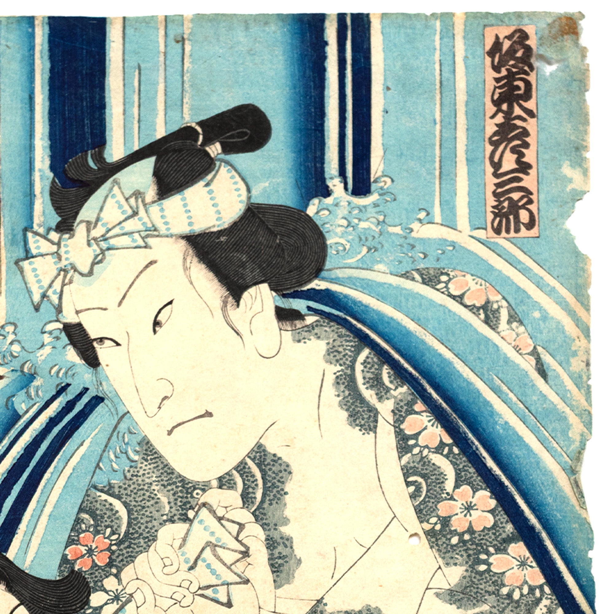 Kabuki Scene Oban From Triptych | Antique Japanese Wood Block Print