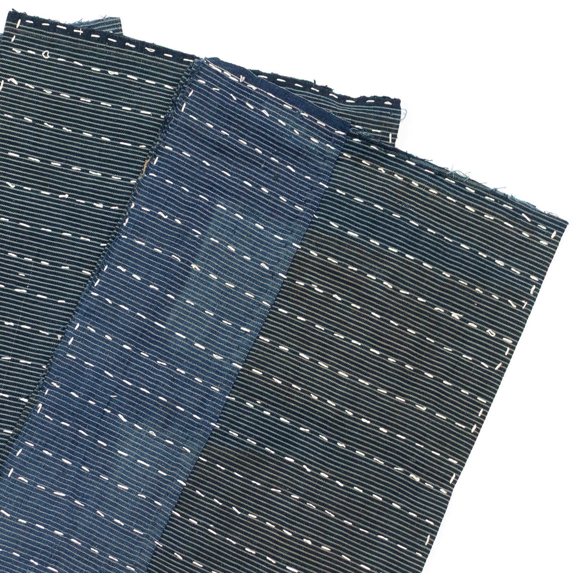 Indigo Sashiko Zokin Set of 5 | Small Sashiko Placemats