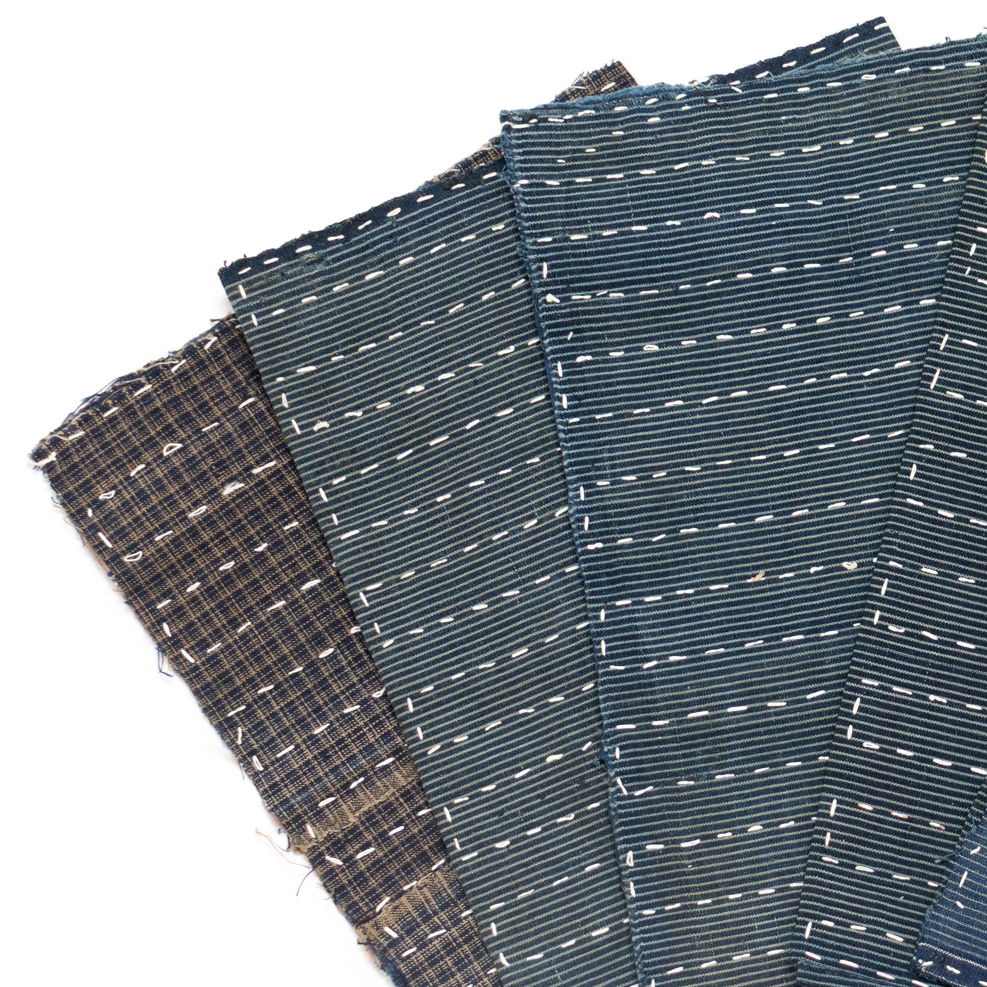 Indigo Sashiko Zokin Set of 5 | Small Sashiko Placemats