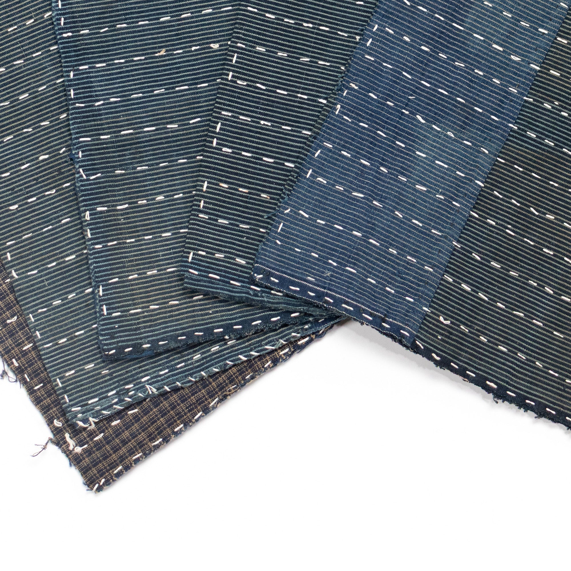 Indigo Sashiko Zokin Set of 5 | Small Sashiko Placemats