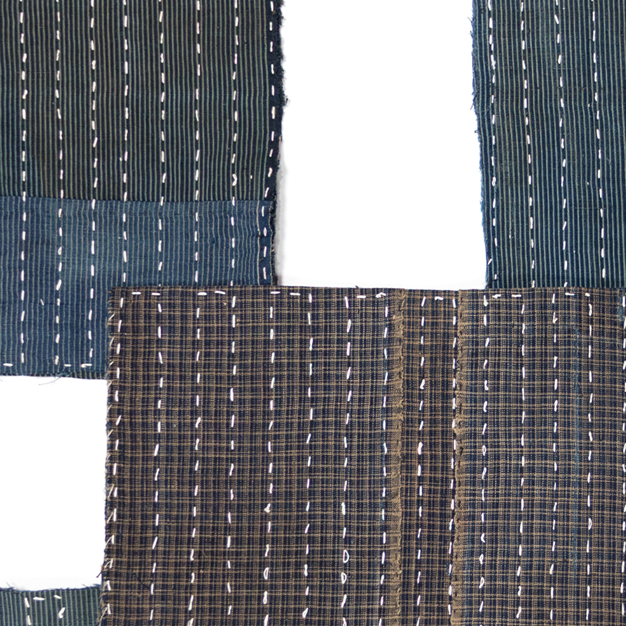Indigo Sashiko Zokin Set of 5 | Small Sashiko Placemats