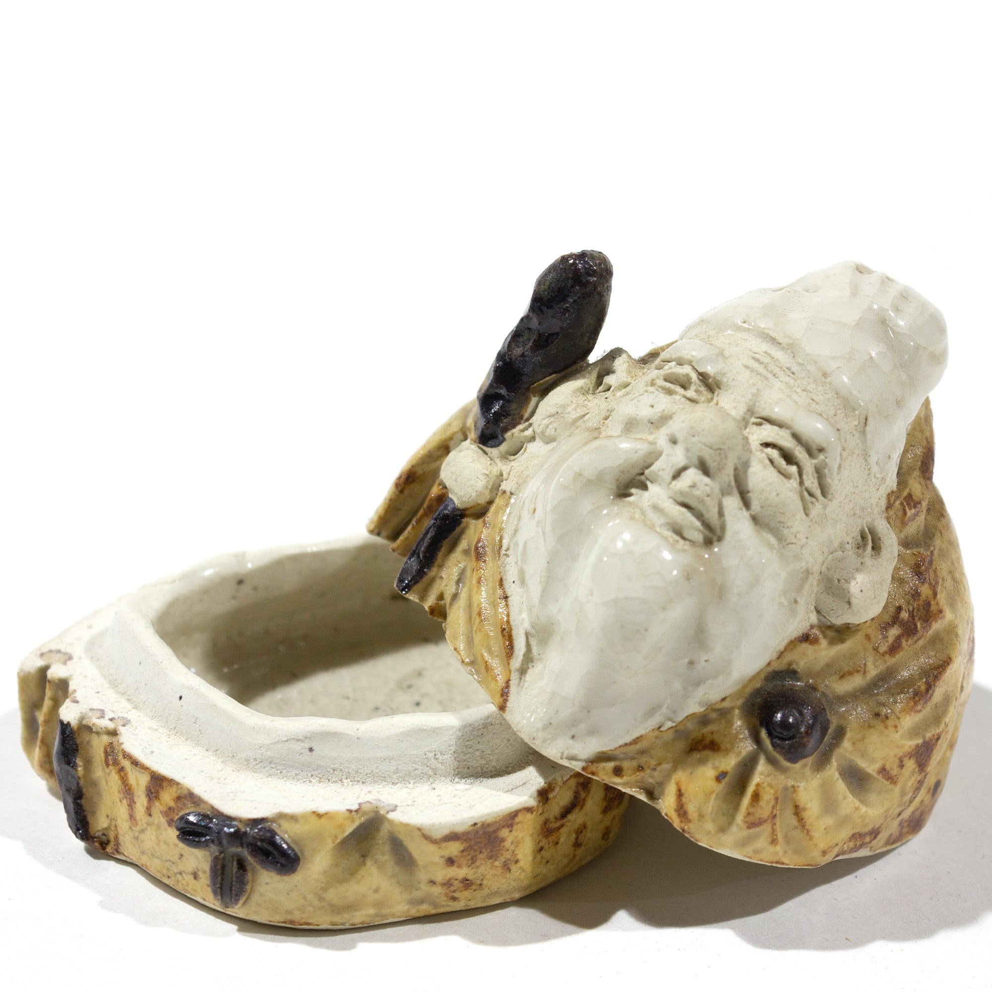 Ceramic Kogo with Lucky God Motif | Japanese Incense Storage Container