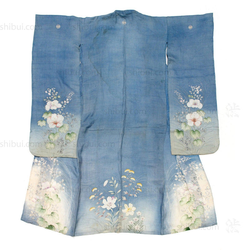 Beautifully Hand Painted Yuzen Dyed ` Furisode Kimono
