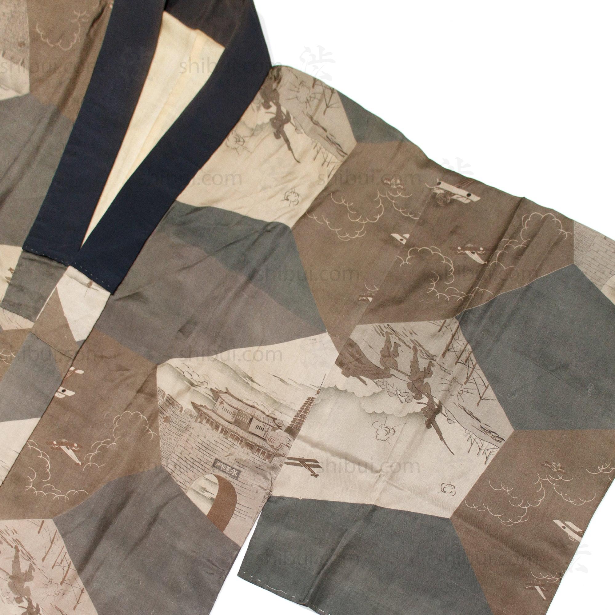 1930s Vintage Propaganda Battlefield Kimono