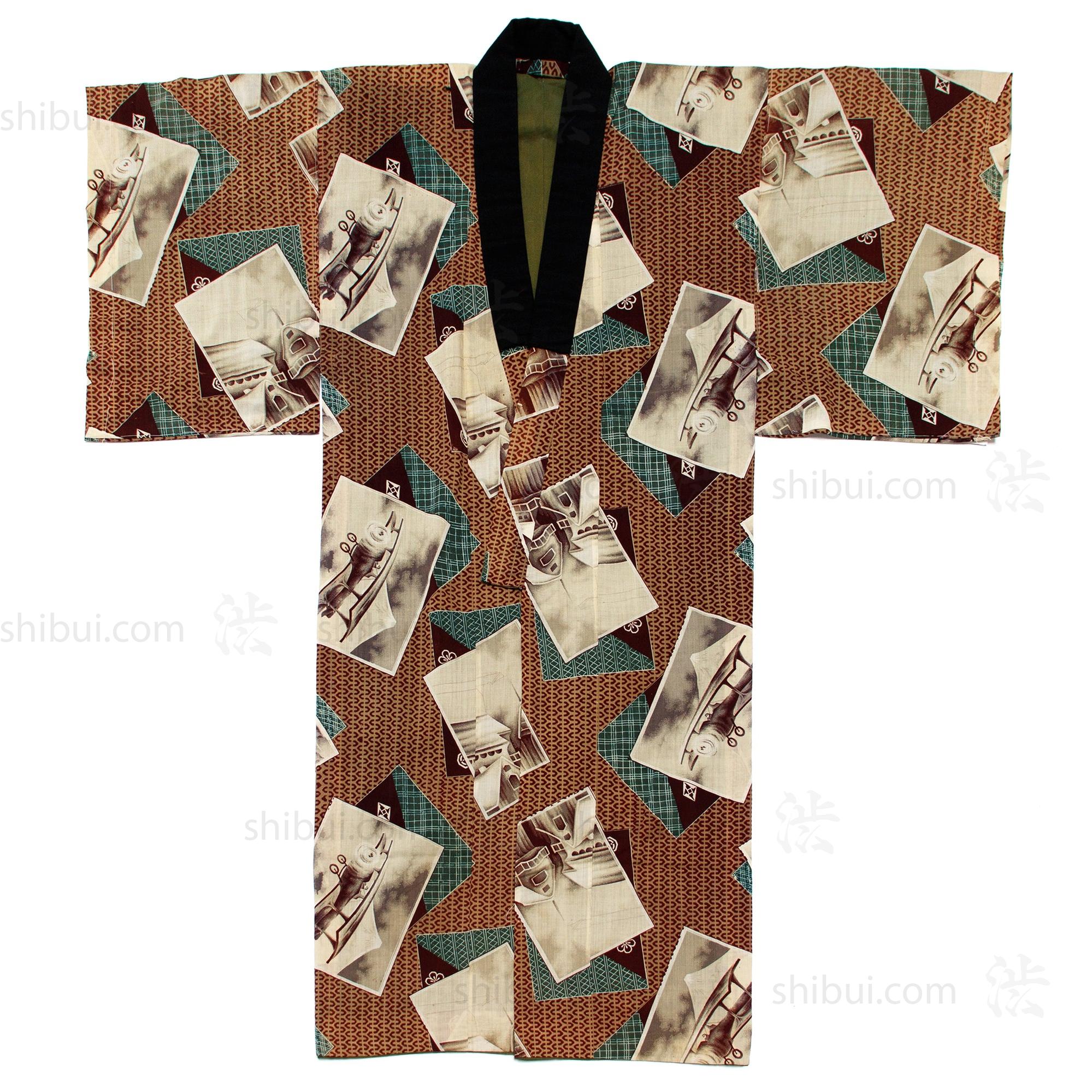 1930s Vintage Propaganda Biplane Men's Kimono