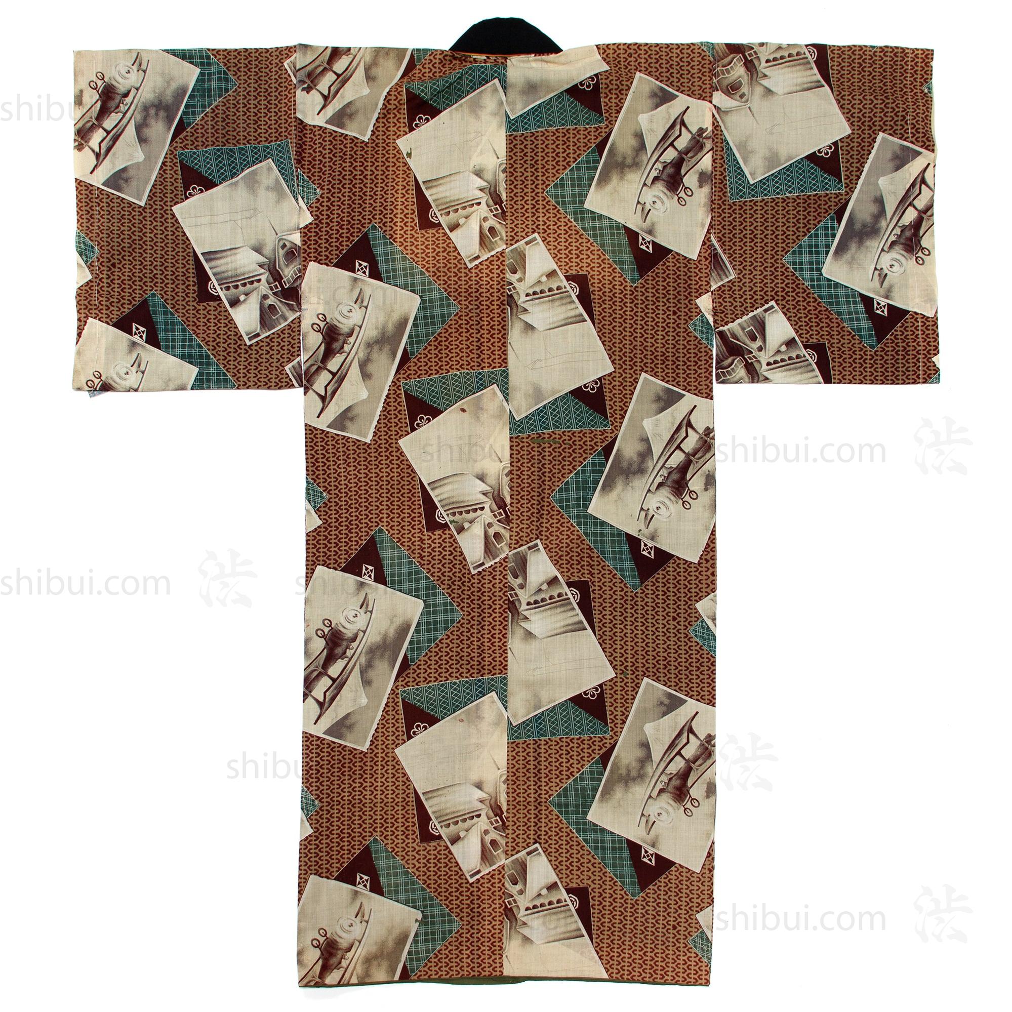 1930s Vintage Propaganda Biplane Men's Kimono