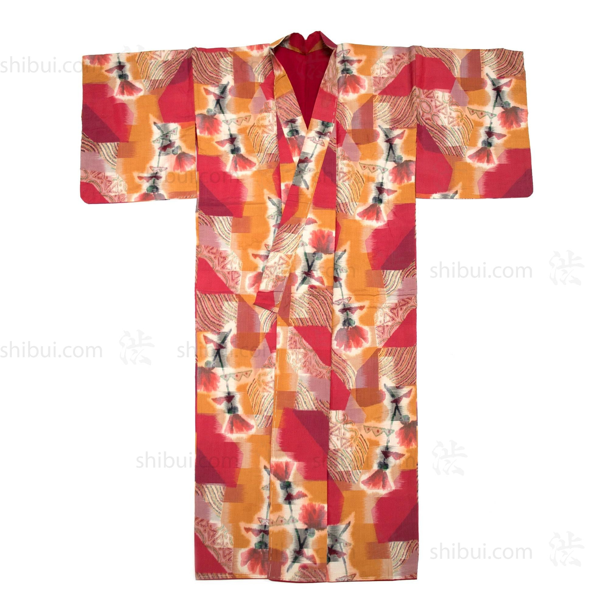 Meisen Silk Kimono with Poppy