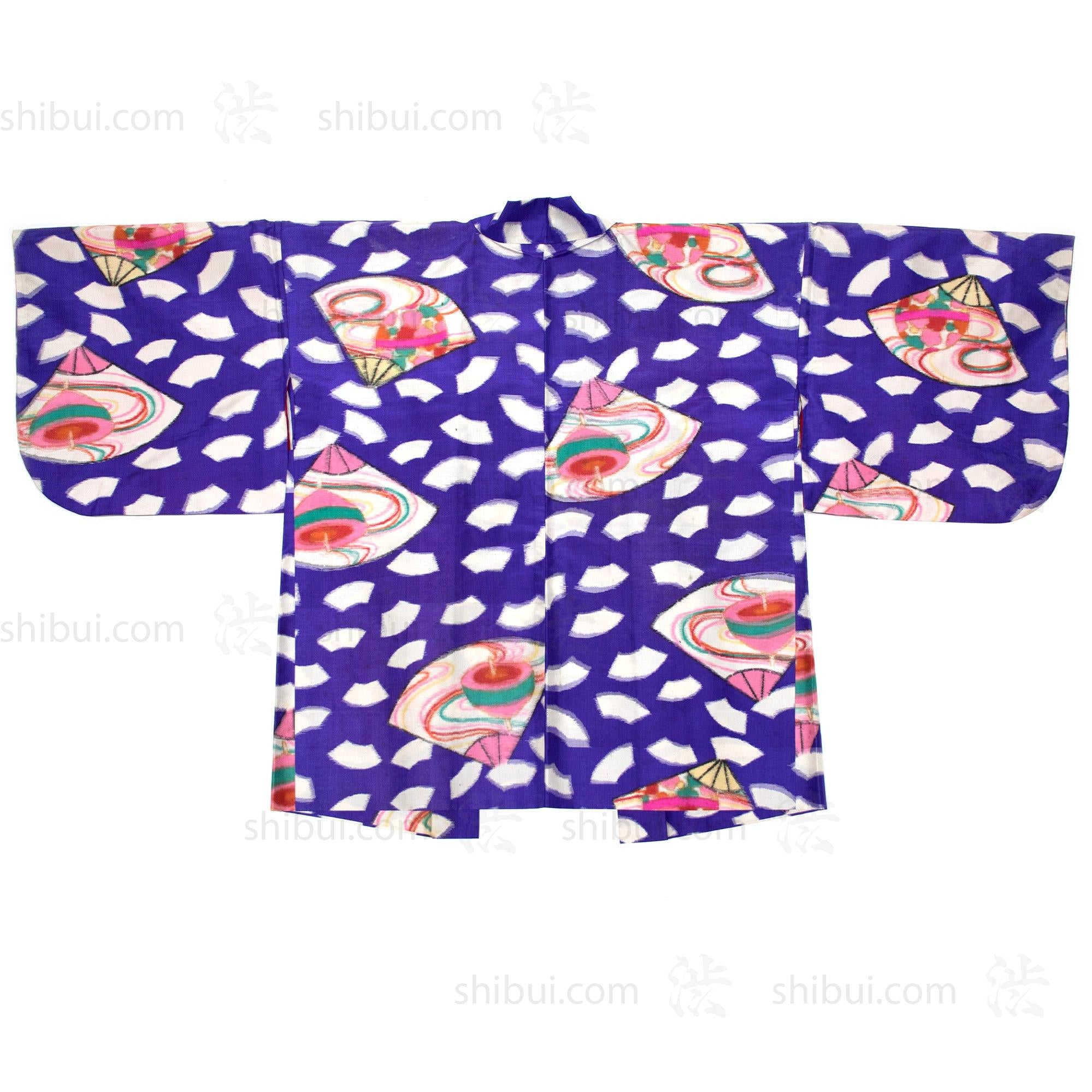 Festive Meisen Silk Haori with Top and Fan Motif