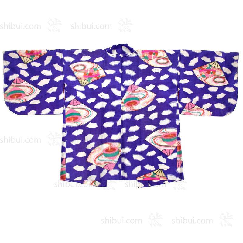 Festive Meisen Silk Haori with Top and Fan Motif