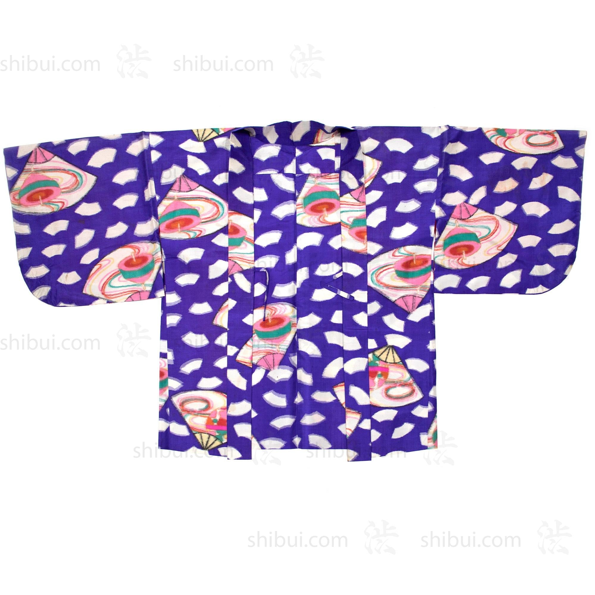 Festive Meisen Silk Haori with Top and Fan Motif