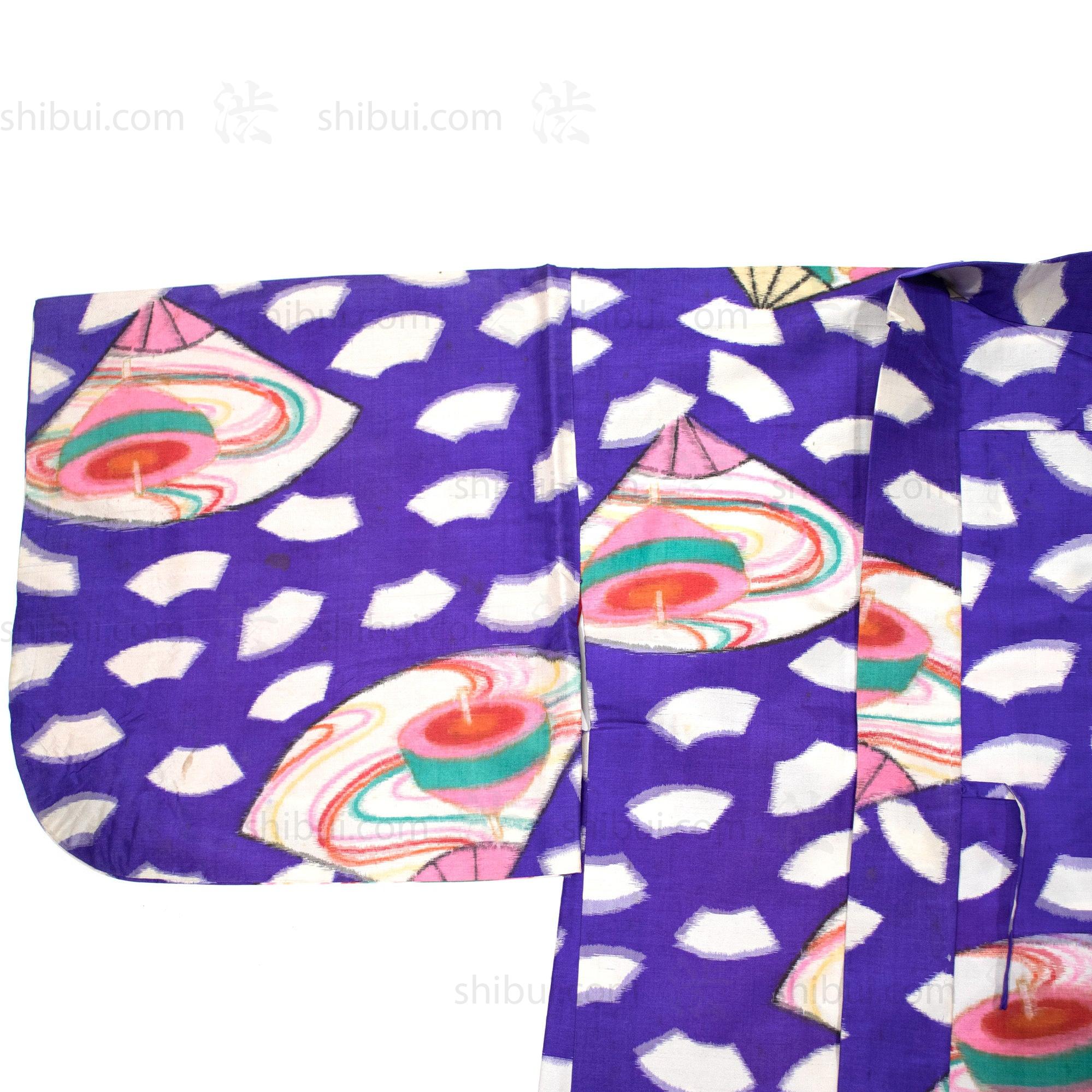 Festive Meisen Silk Haori with Top and Fan Motif