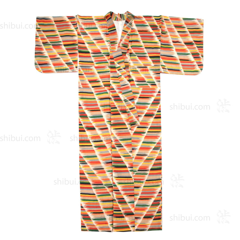 Meisen Silk Kimono with Brush Strokes