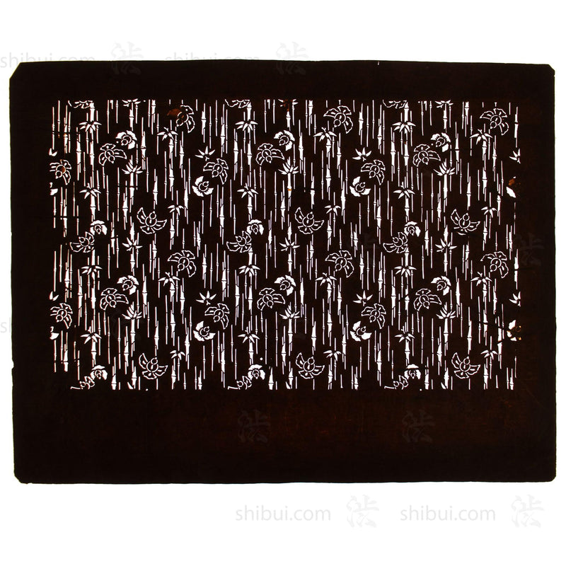 Meiji Sparrow & Bamboo Katagami | Japanese Lacquered Paper Stencil