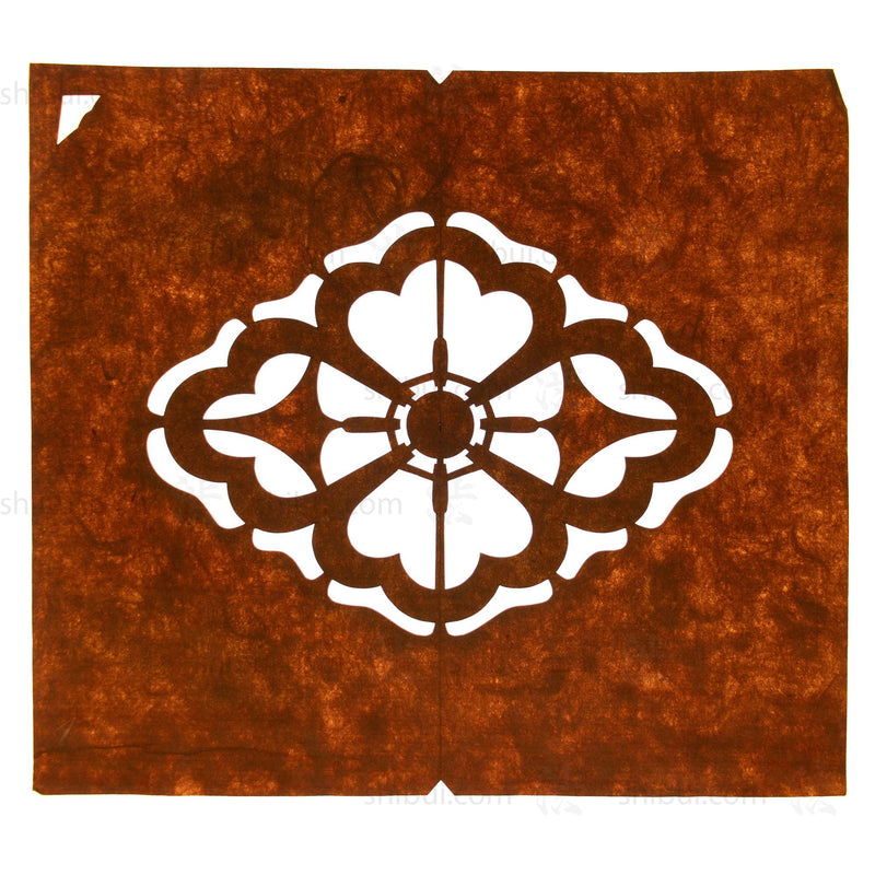 Katagami | Japanese Stencil of a Floral Mon Family Crest