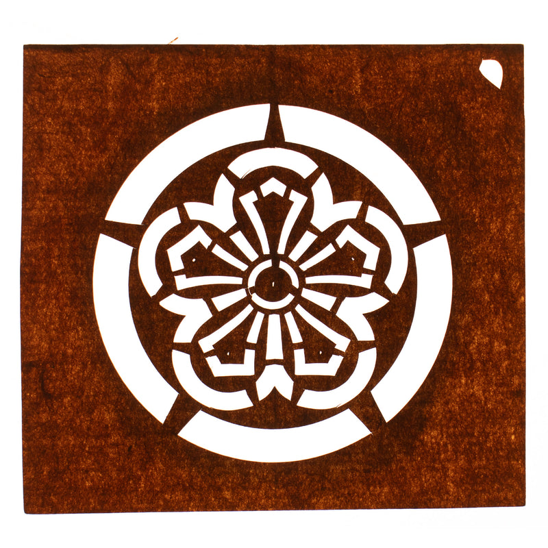 Floral Mon Motif Katagami | Japanese Lacquered Paper Stencil