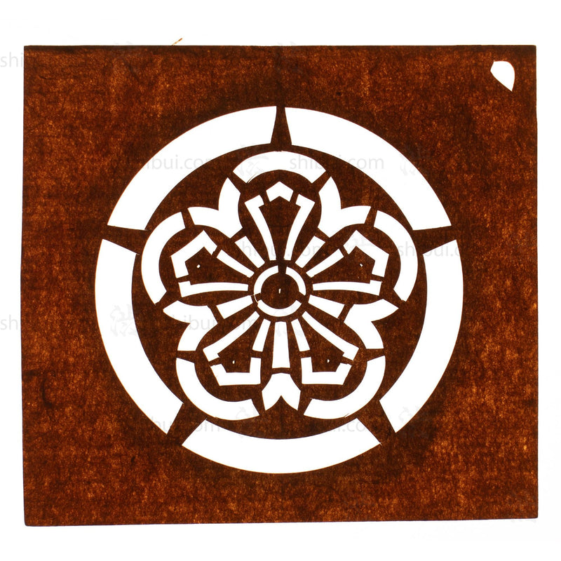 Floral Mon Motif Katagami | Japanese Lacquered Paper Stencil