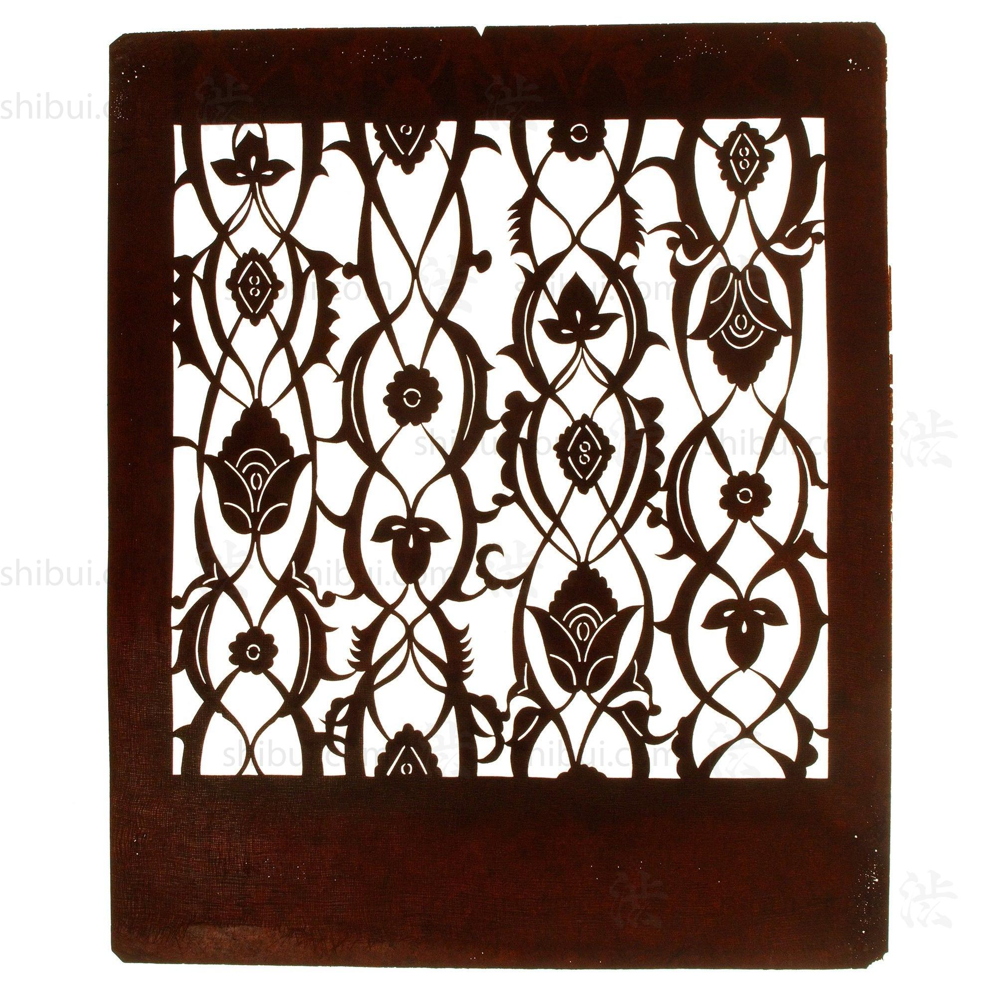 Floral Helix Motif Katagami | Japanese Lacquered Paper Stencil