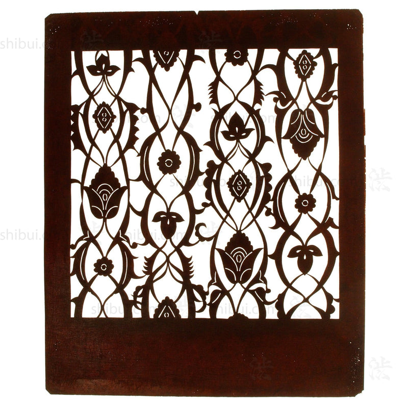 Floral Helix Motif Katagami | Japanese Lacquered Paper Stencil