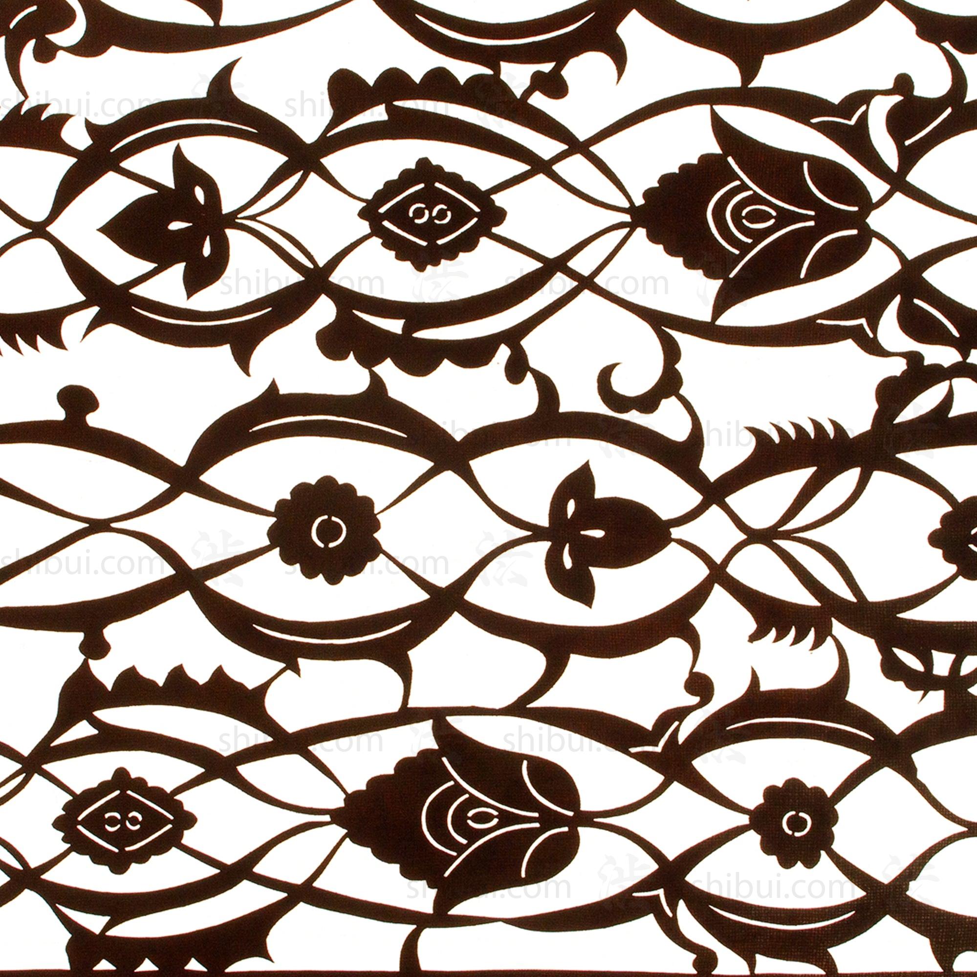 Floral Helix Motif Katagami | Japanese Lacquered Paper Stencil