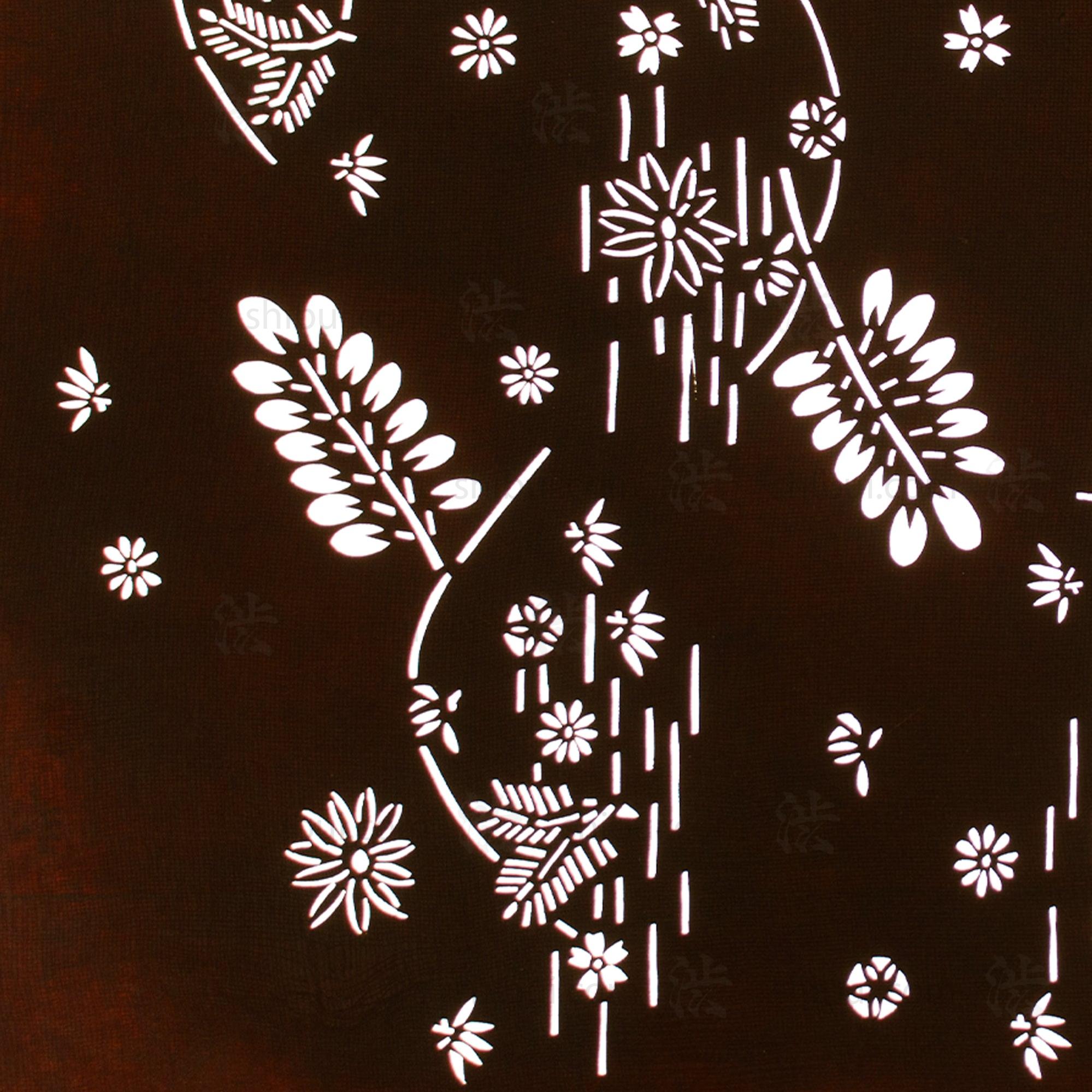 Drifting Flower Motif Katagami | Japanese Lacquered Paper Stencil