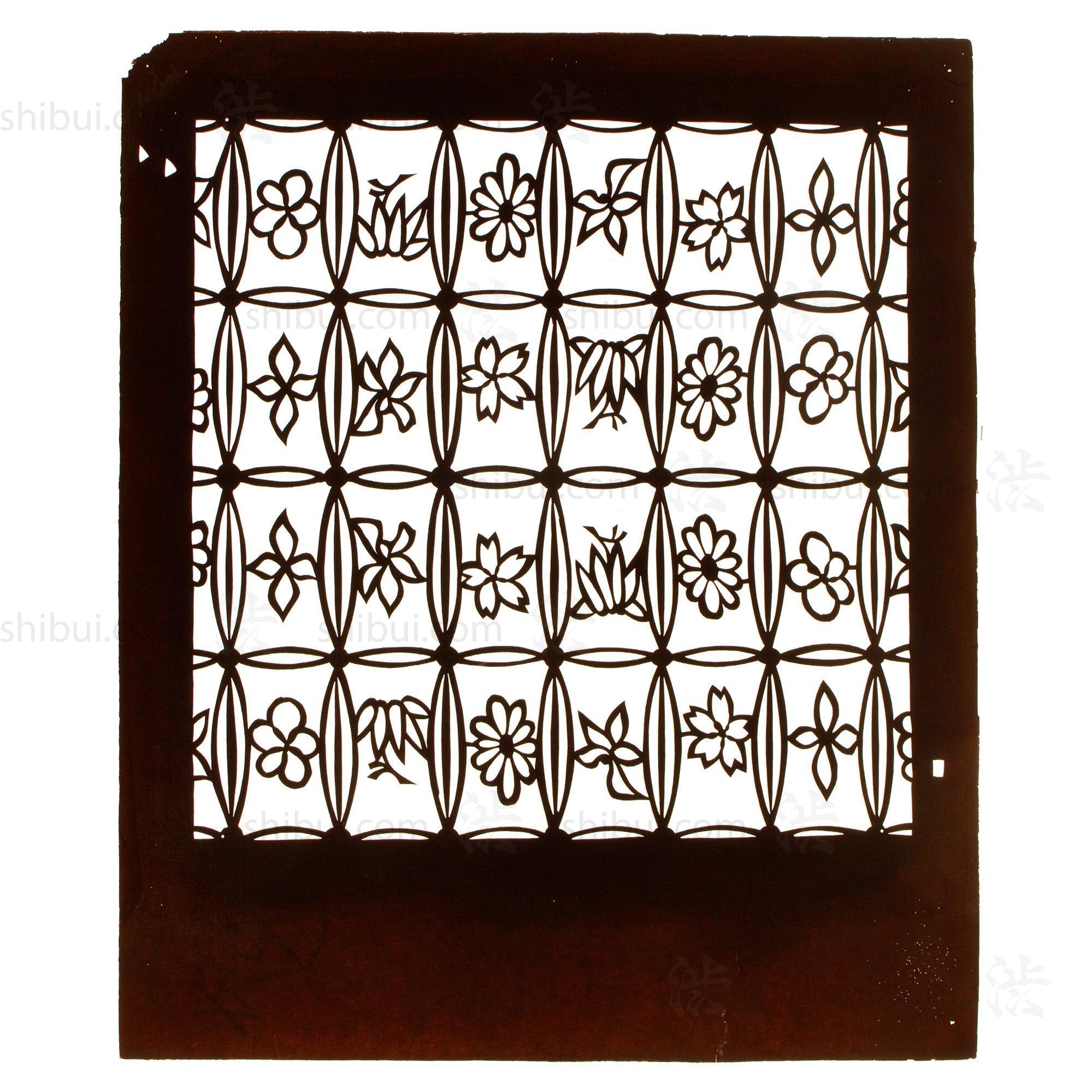 Flower Box Motif Katagami | Japanese Lacquered Paper Stencil