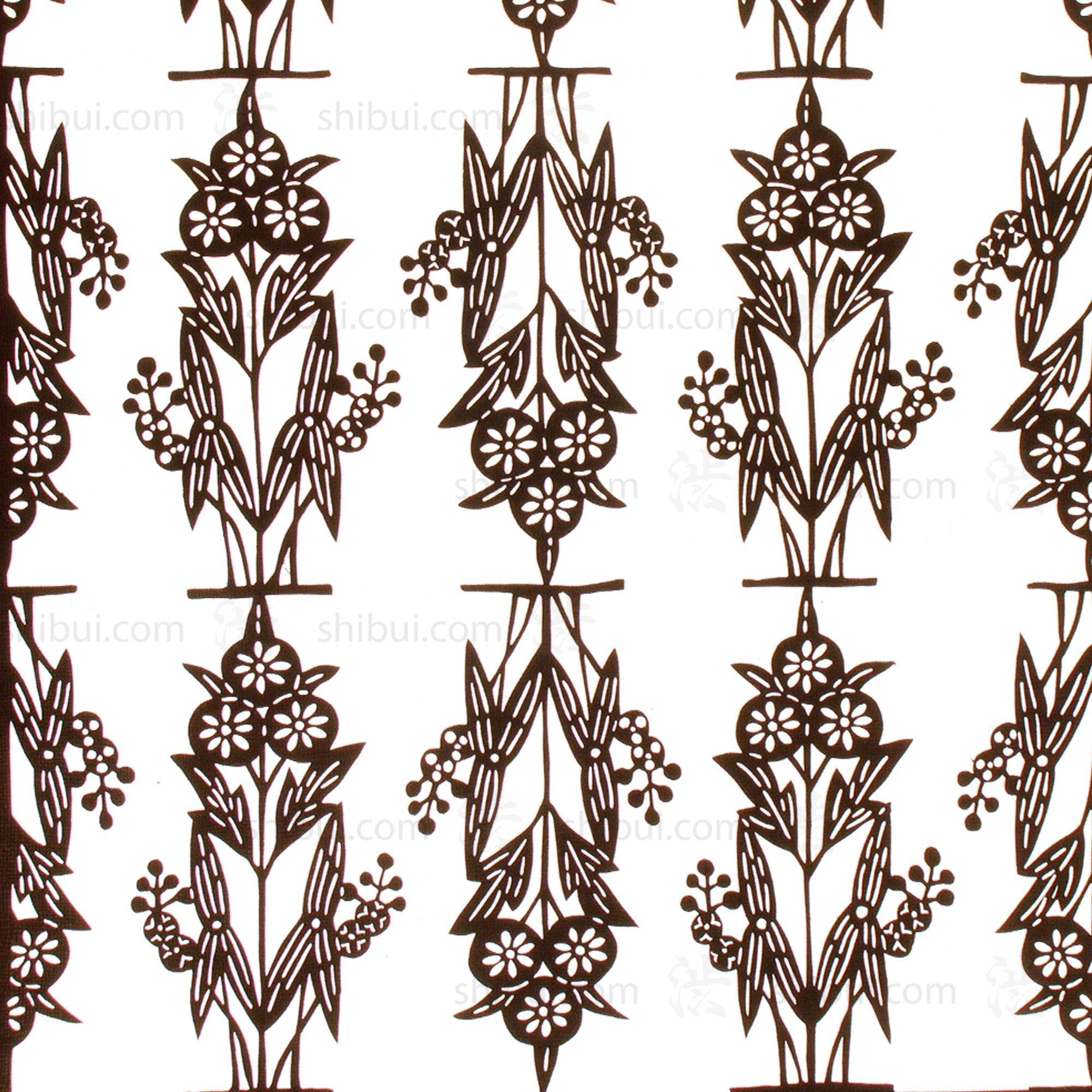 Plant Motif Katagami | Japanese Lacquered Paper Stencil