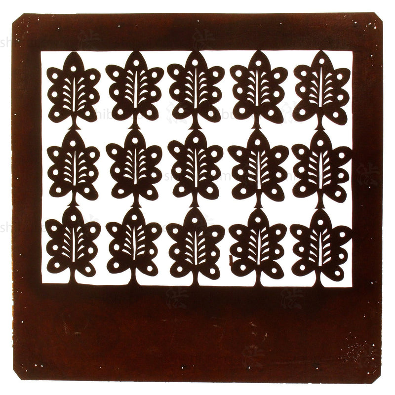 Leaf Motif Katagami | Japanese Lacquered Paper Stencil