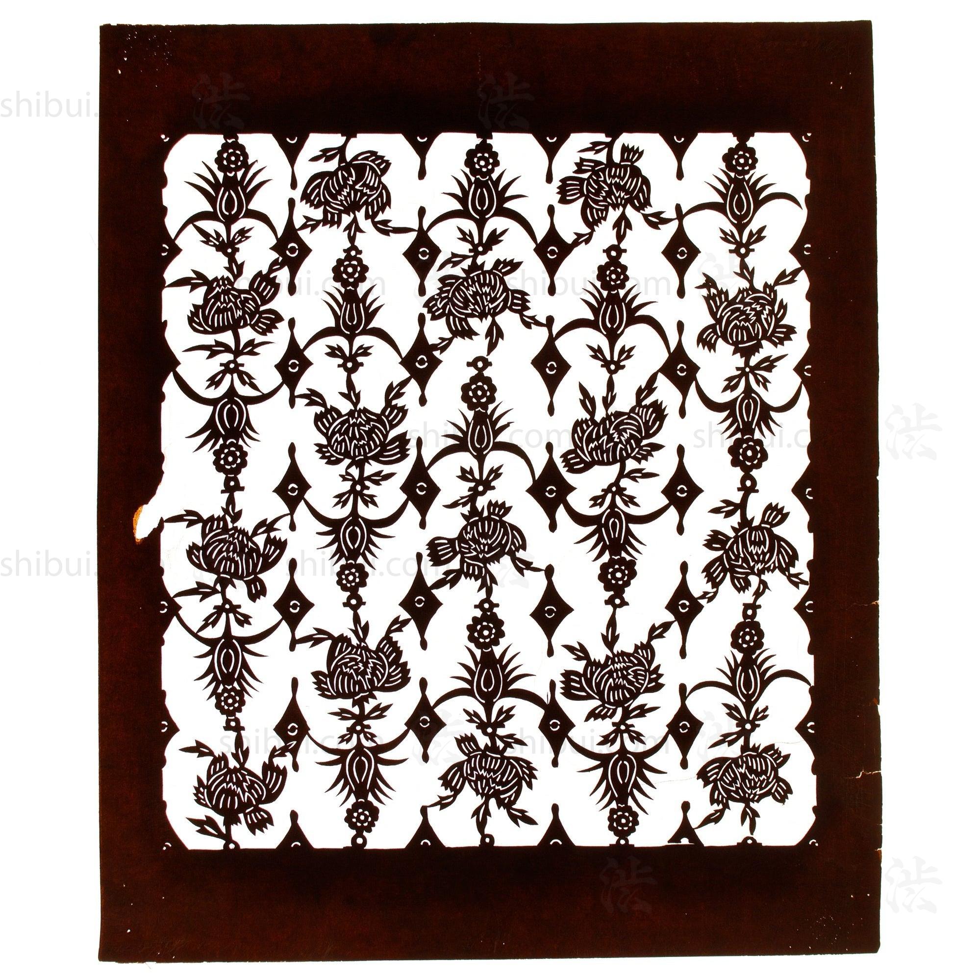 Carnation Motif Katagami | Japanese Lacquered Paper Stencil