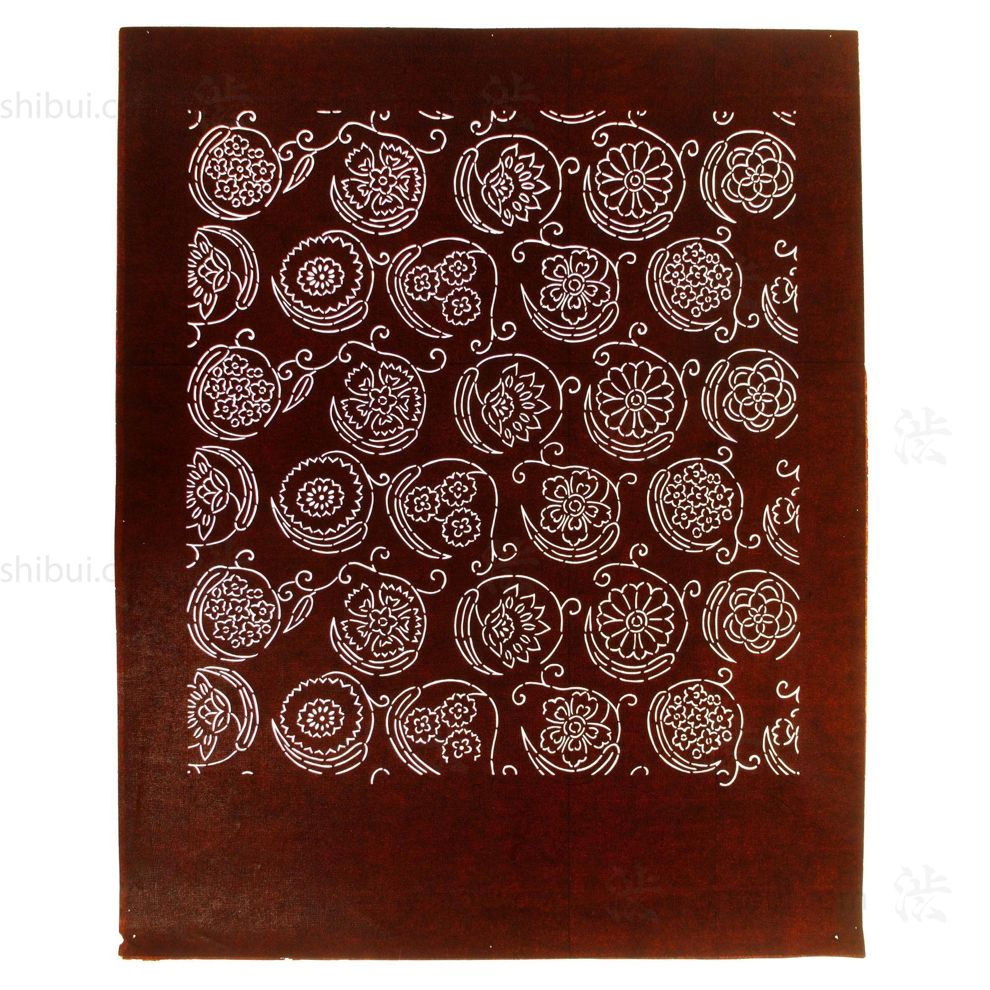 Flower Field Motif Katagami | Japanese Lacquered Paper Stencil