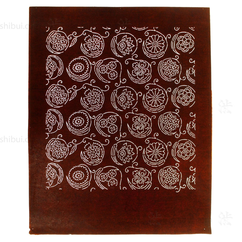 Flower Field Motif Katagami | Japanese Lacquered Paper Stencil