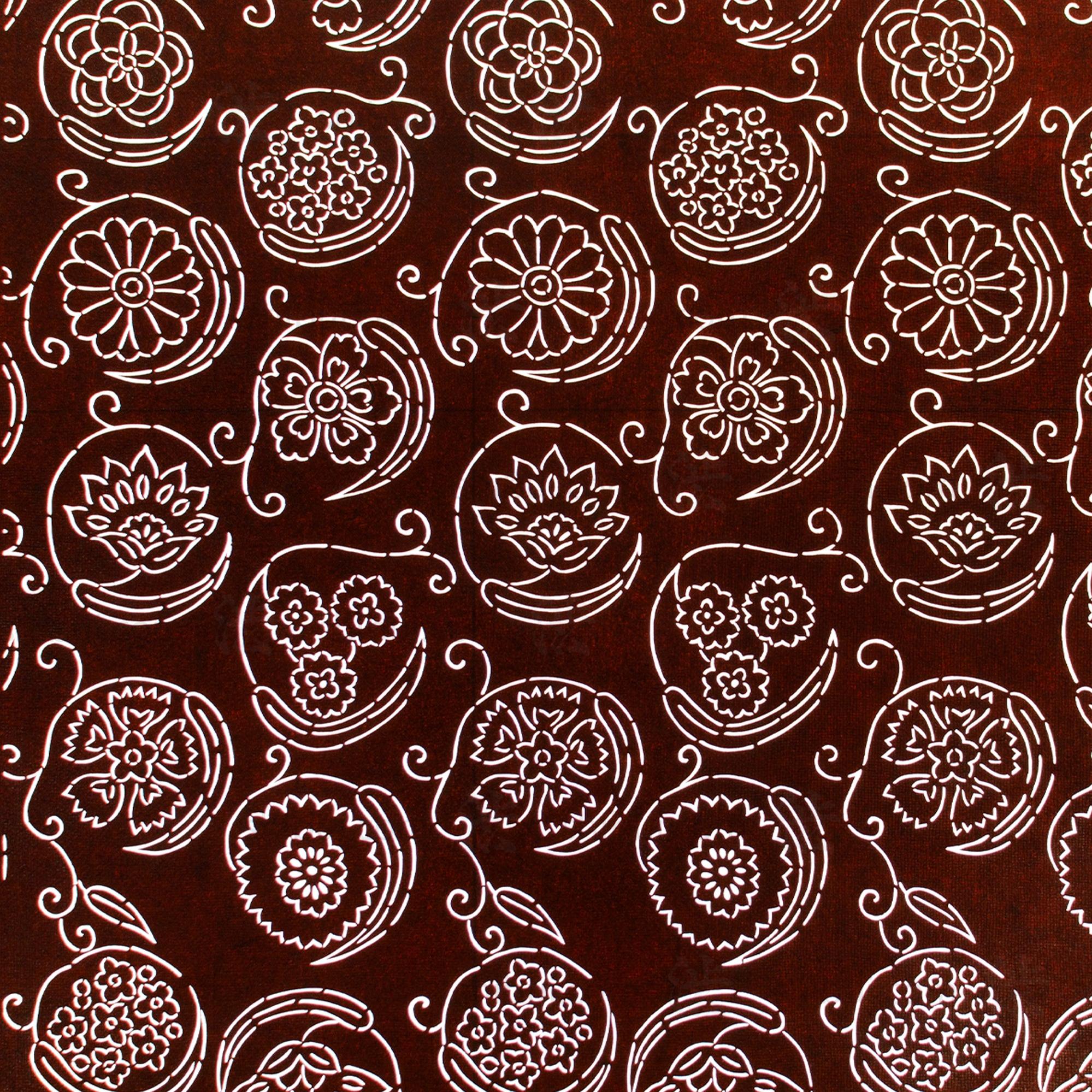 Flower Field Motif Katagami | Japanese Lacquered Paper Stencil