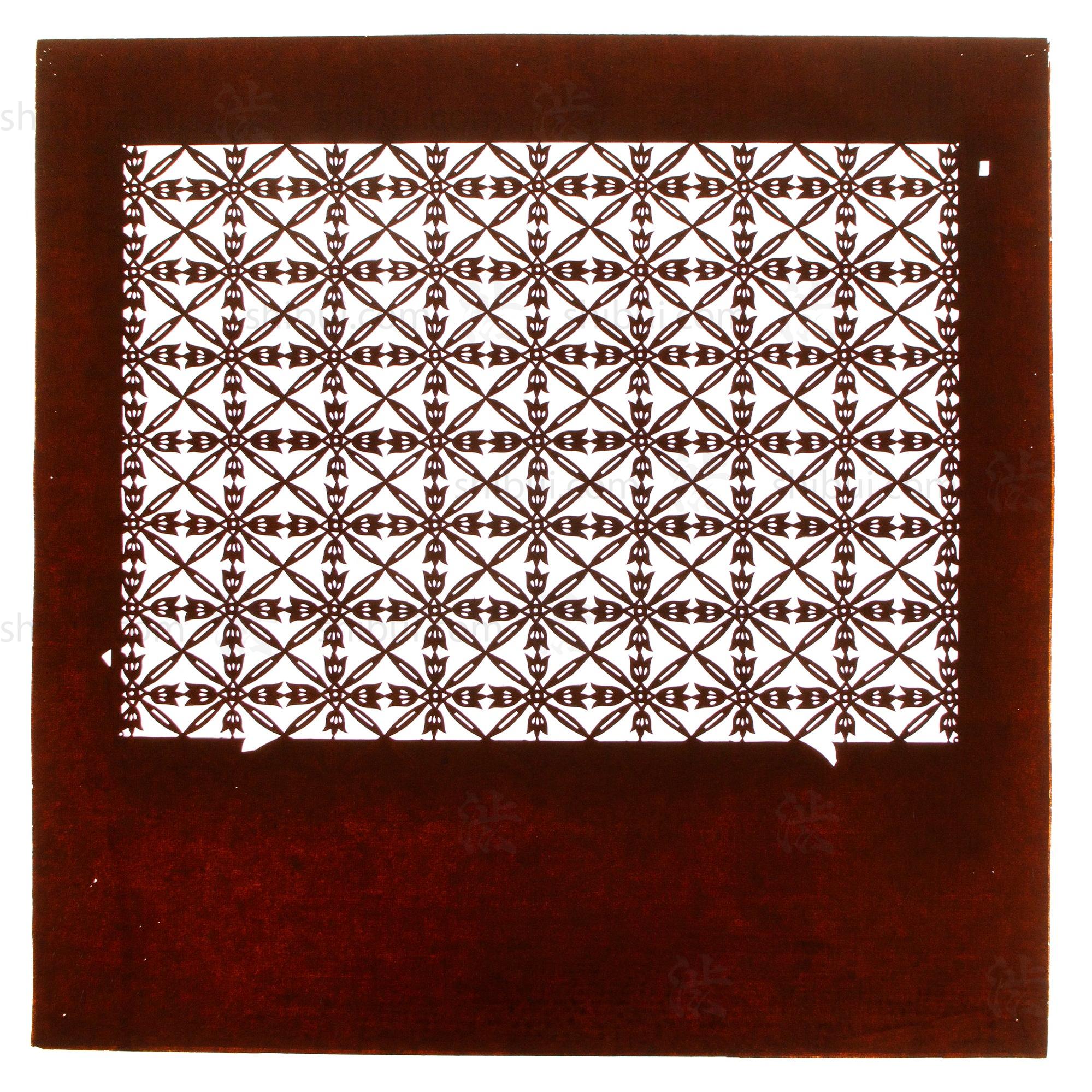 Pair of Tulip Motif Katagami | Japanese Lacquered Paper Stencil