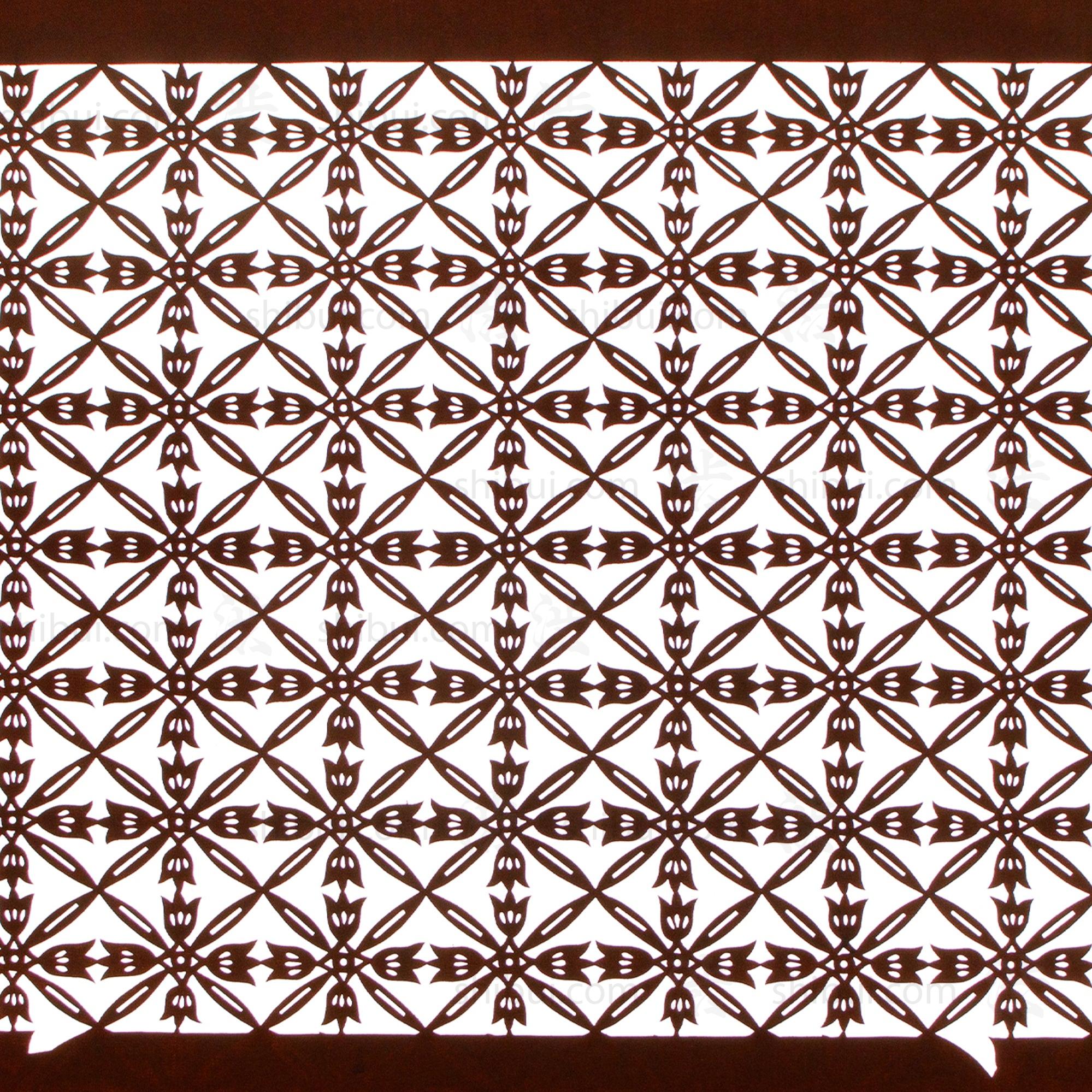 Pair of Tulip Motif Katagami | Japanese Lacquered Paper Stencil