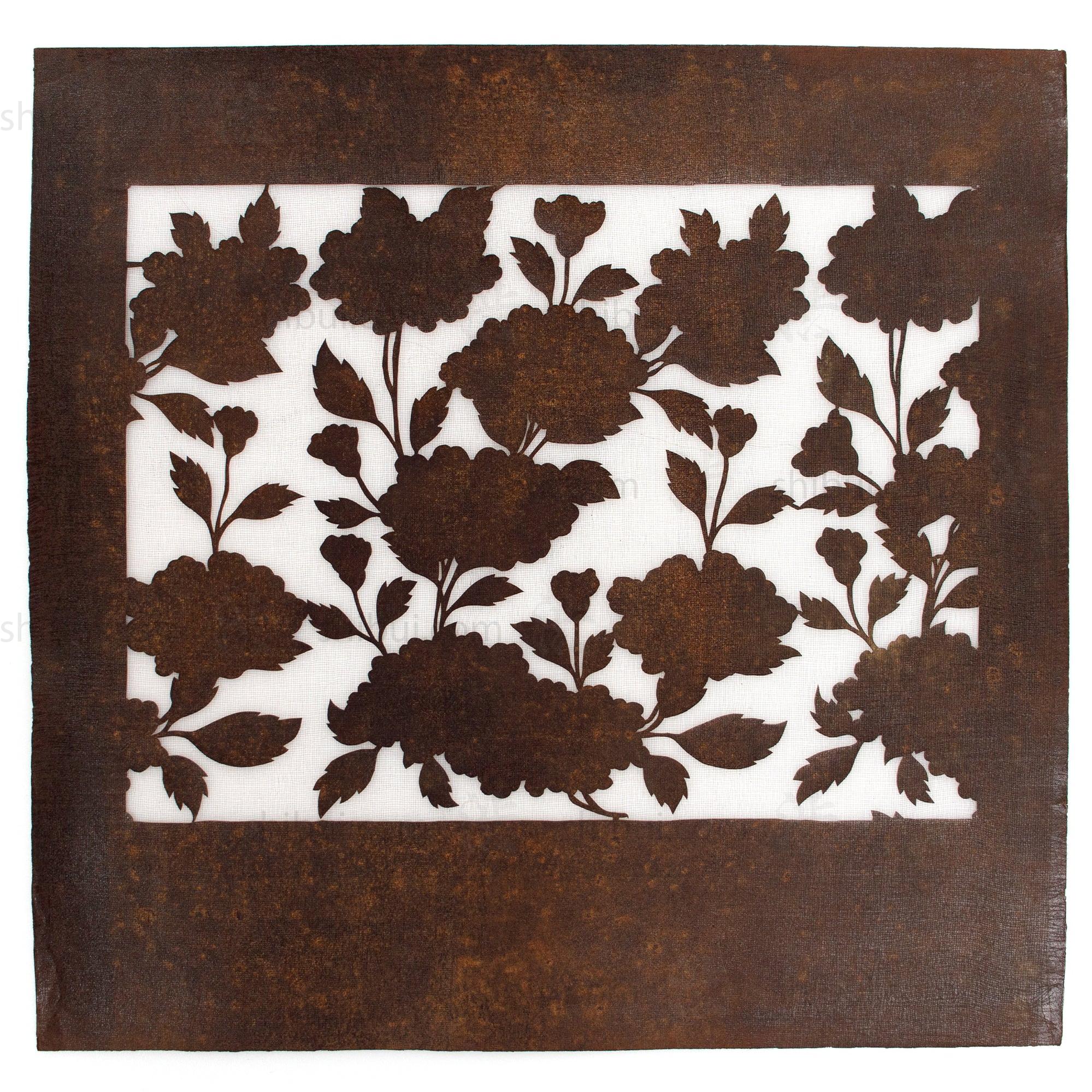 Floral Outline Motif Katagami | Japanese Lacquered Paper Stencil