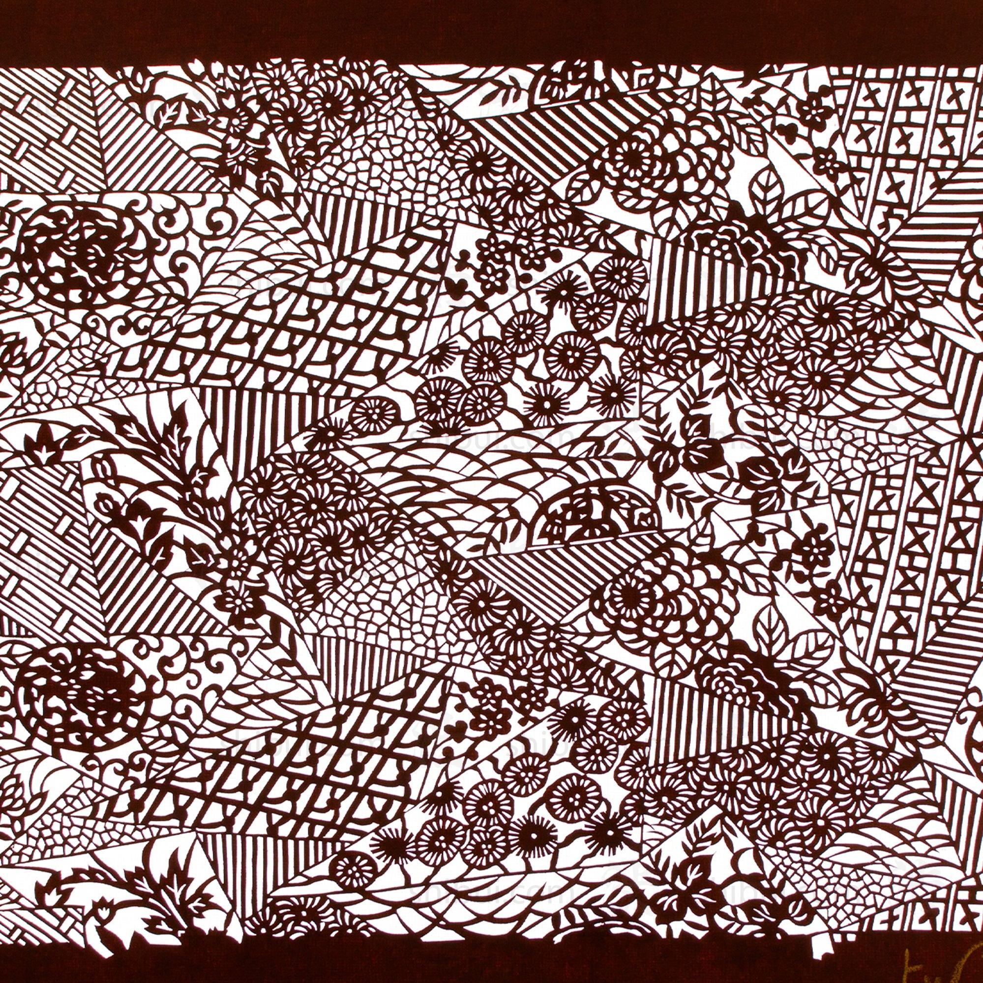 Patchwork Floral Motif Katagami | Japanese Lacquered Paper Stencil