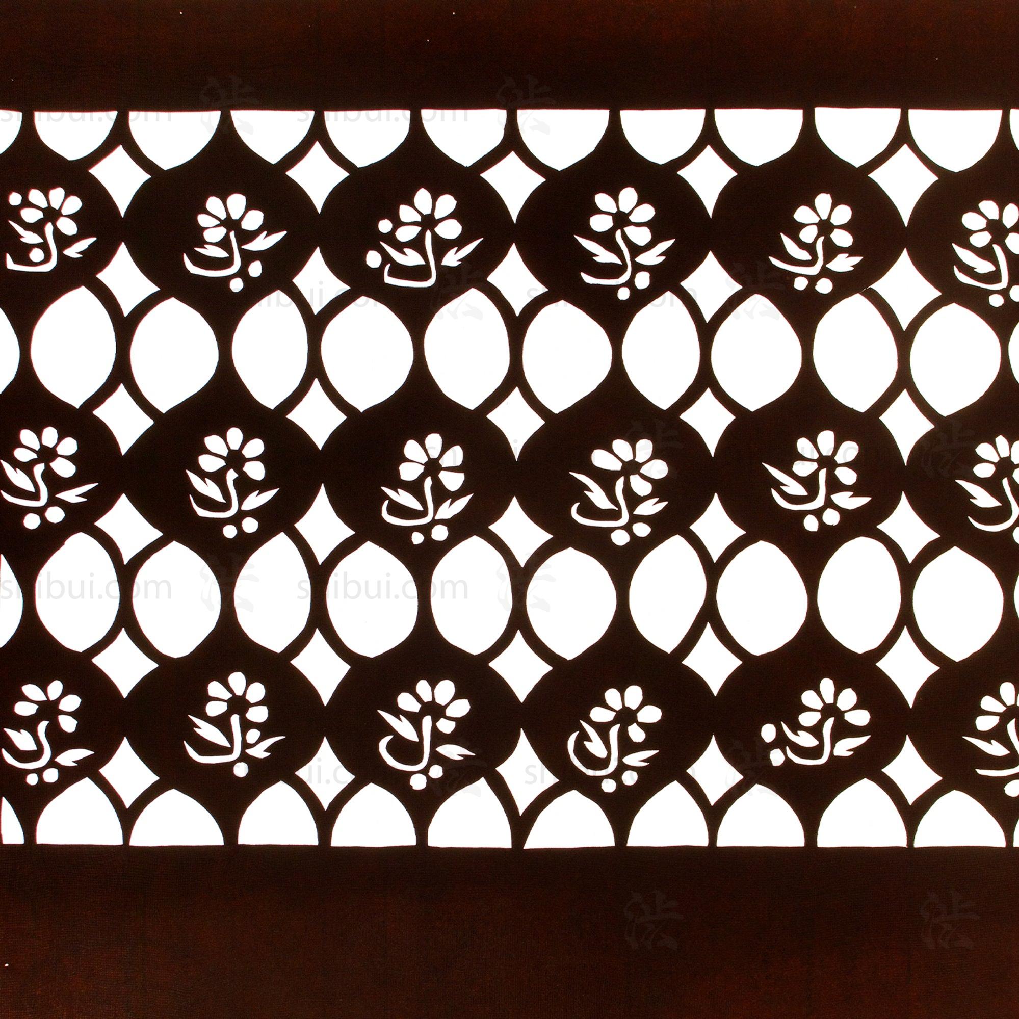 Geometric Floral Motif Katagami | Japanese Lacquered Paper Stencil
