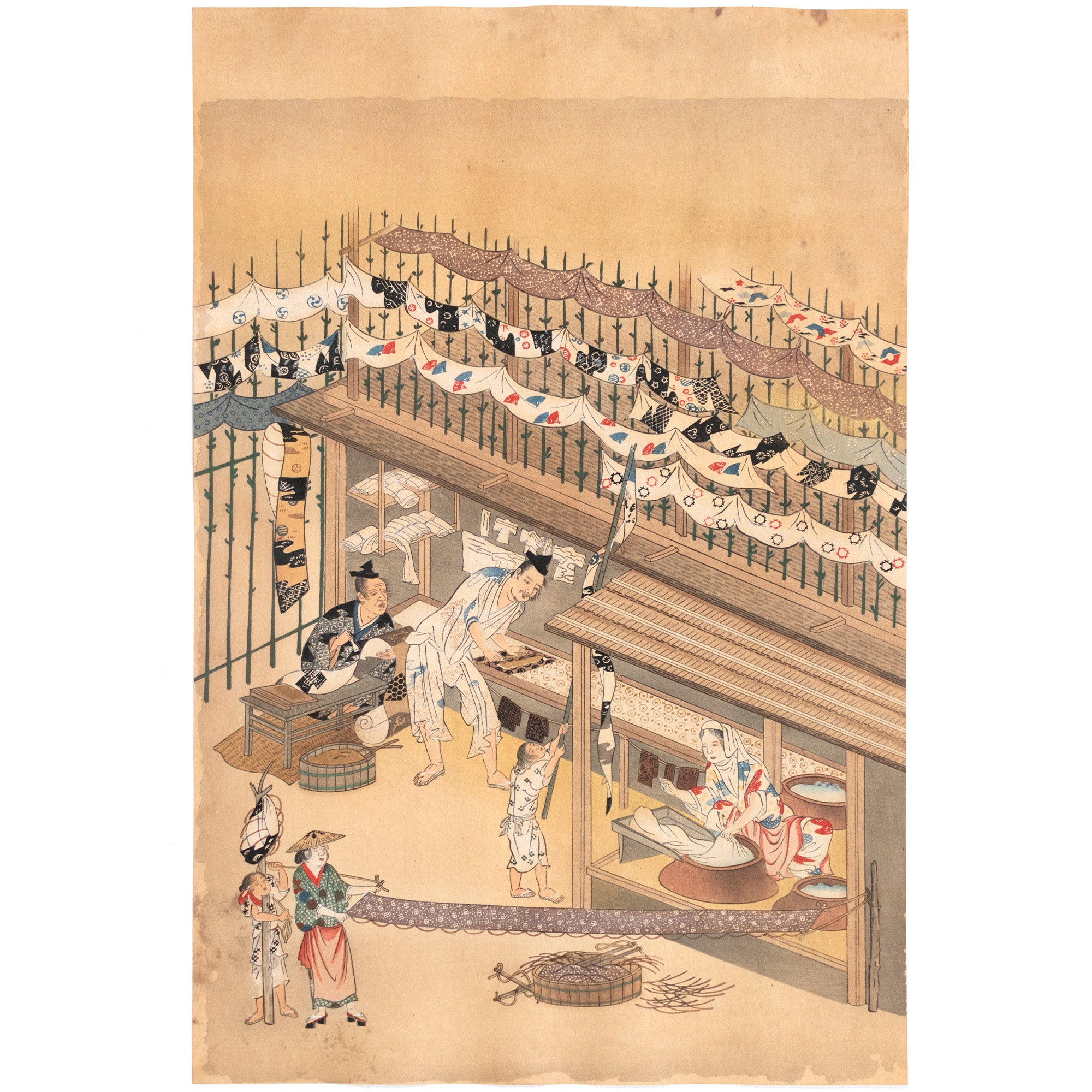 The Craftsmen's Life - Katazome Dyers | Antique Japanese Wood Block Print