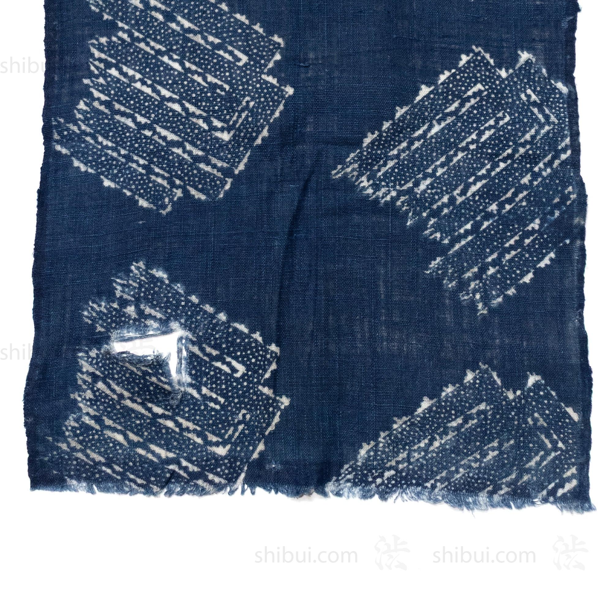 Long Japanese Katazome Textile Panel with Incense Symbol