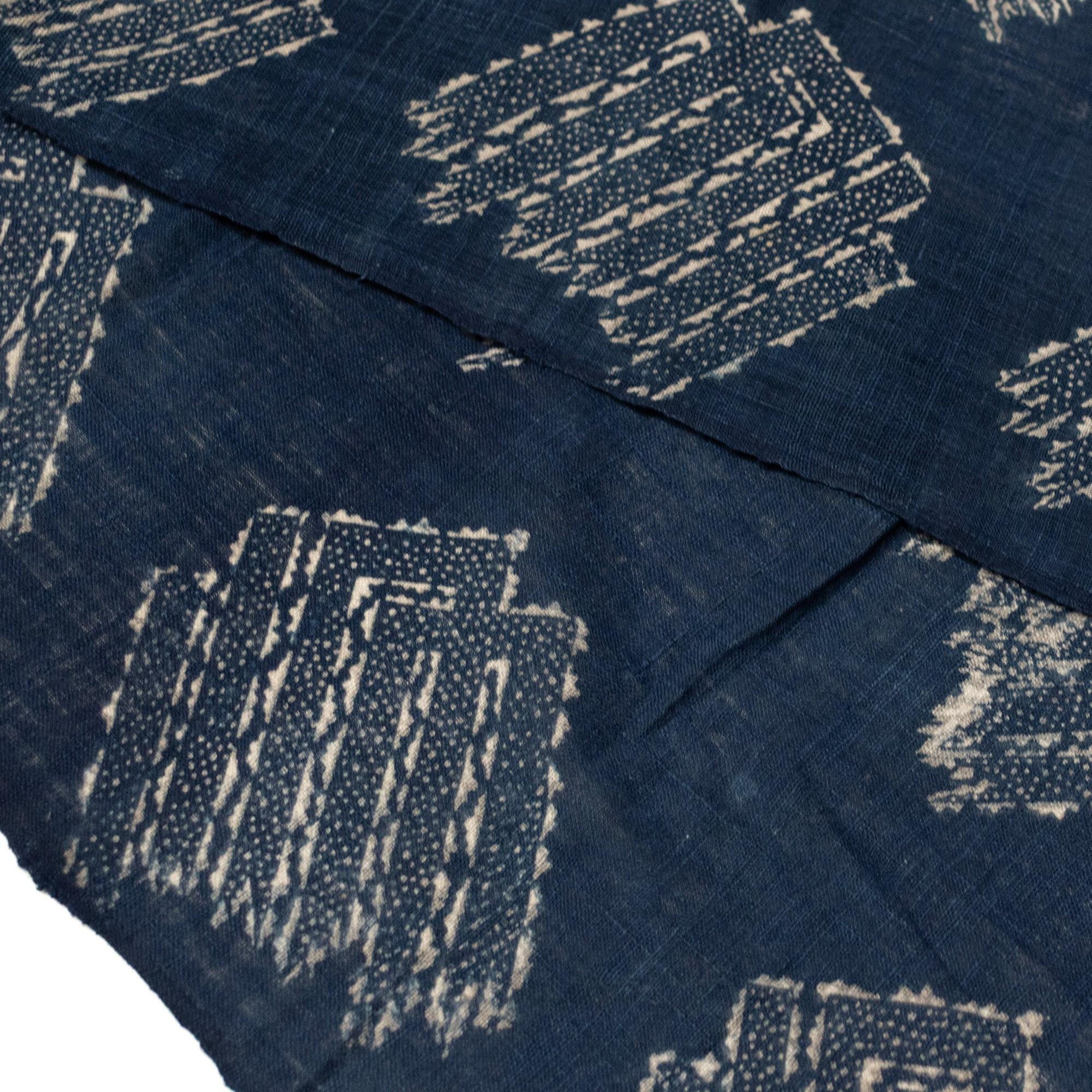 Long Japanese Katazome Textile Panel with Incense Symbol