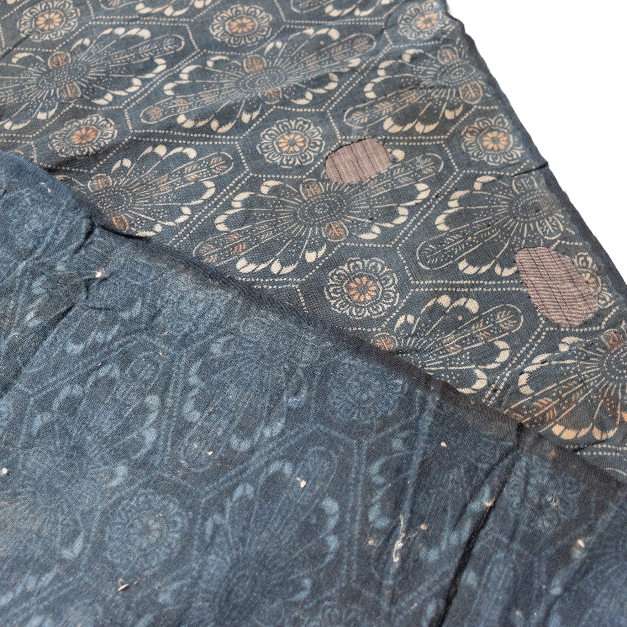 Japanese Indigo Katazome Panel With Patches