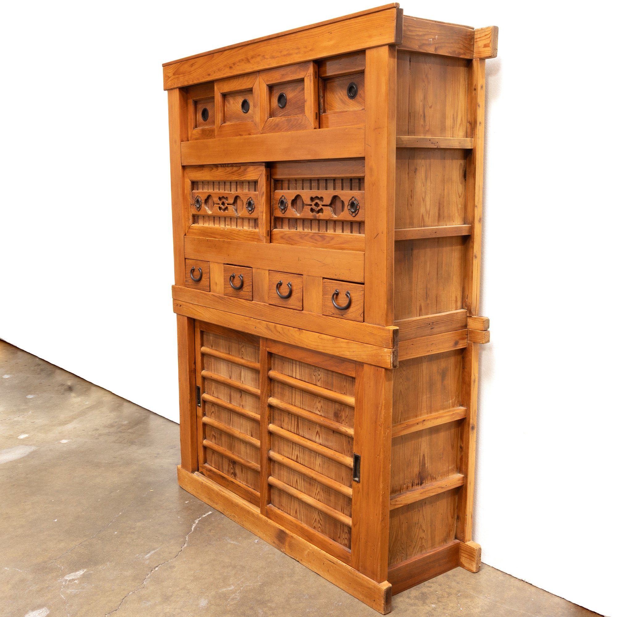 Mizuya Tansu from Kyoto | Japanese Antique Cabinet | 4' Width, 2 Section