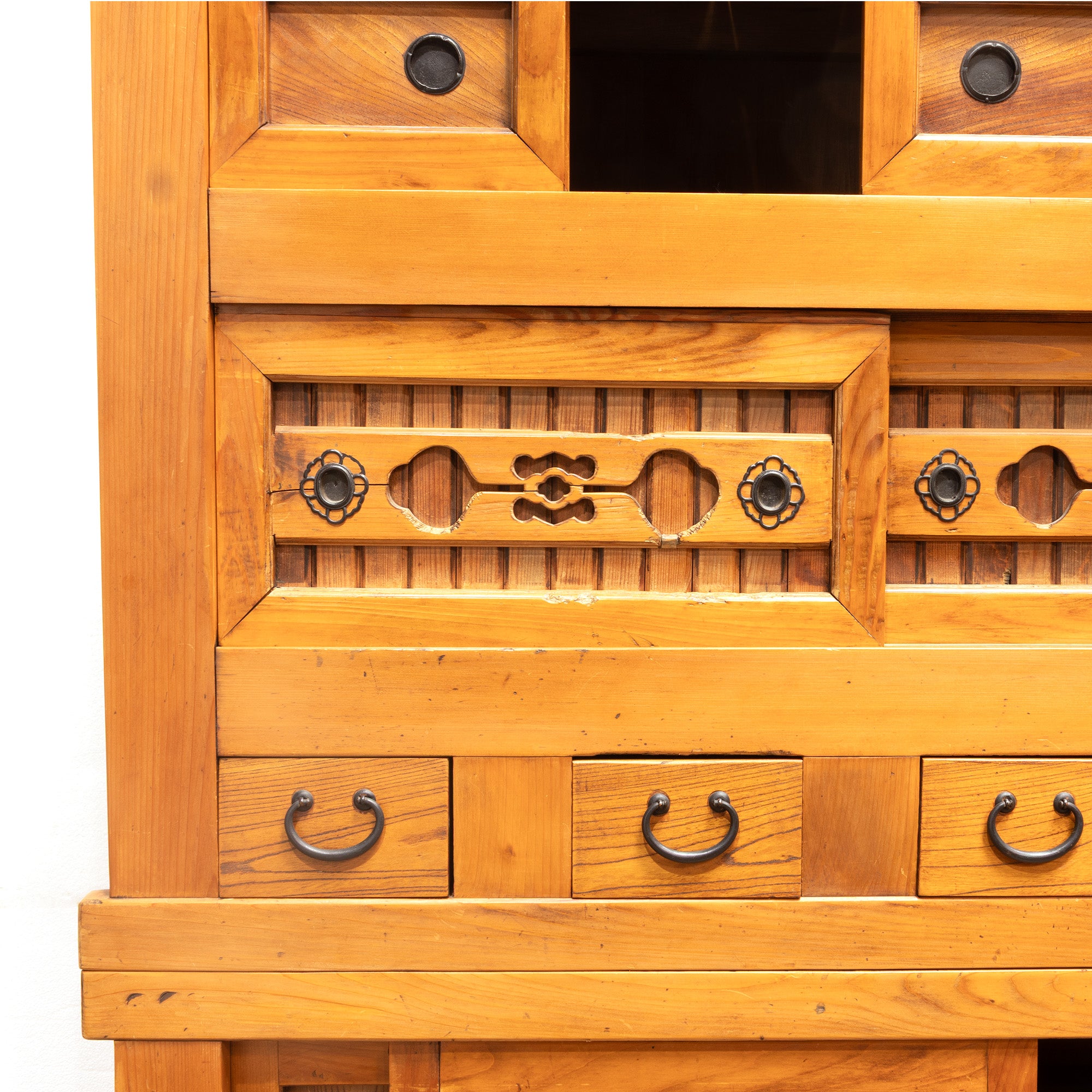 Mizuya Tansu from Kyoto | Japanese Antique Cabinet | 4' Width, 2 Section