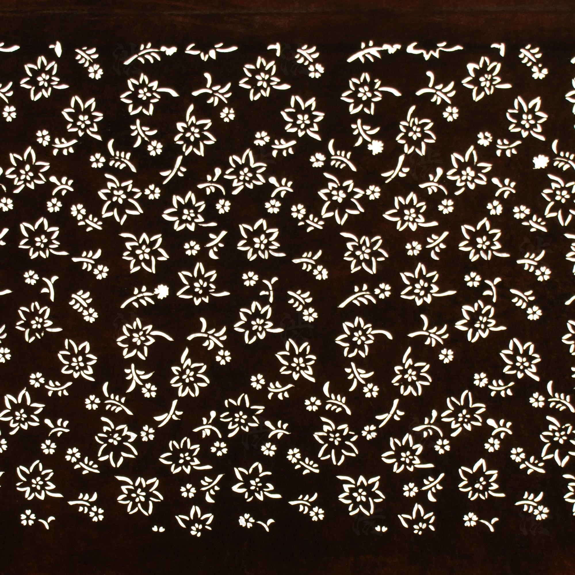 Hand Cut Floral Katagami | Japanese Lacquered Paper Stencil