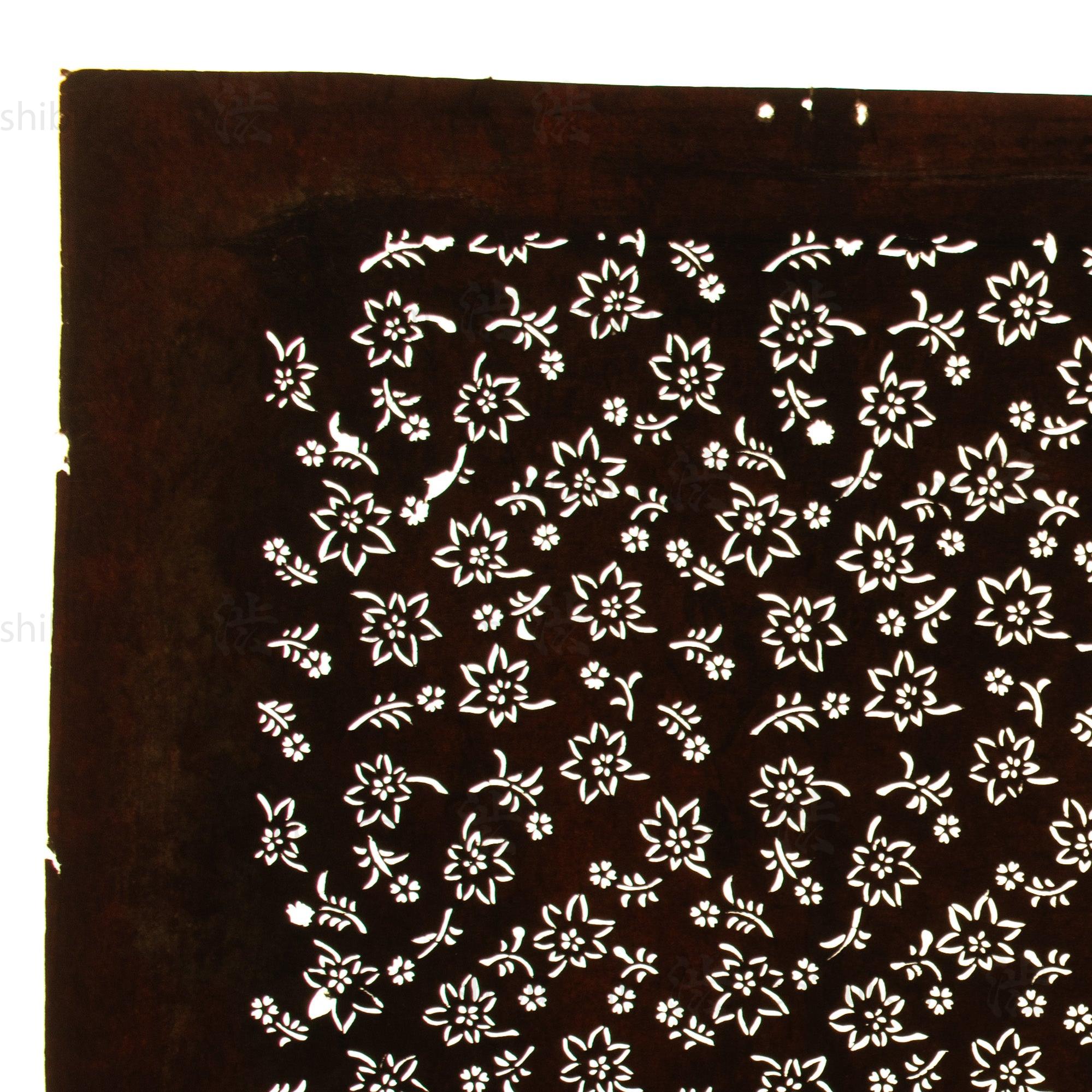 Hand Cut Floral Katagami | Japanese Lacquered Paper Stencil