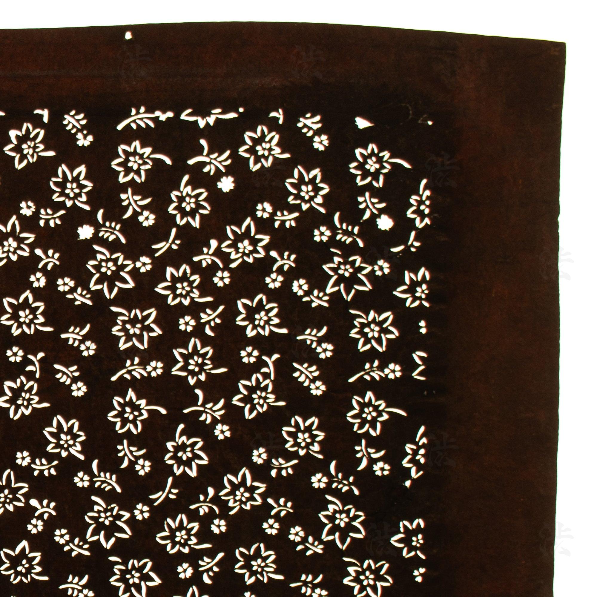 Hand Cut Floral Katagami | Japanese Lacquered Paper Stencil