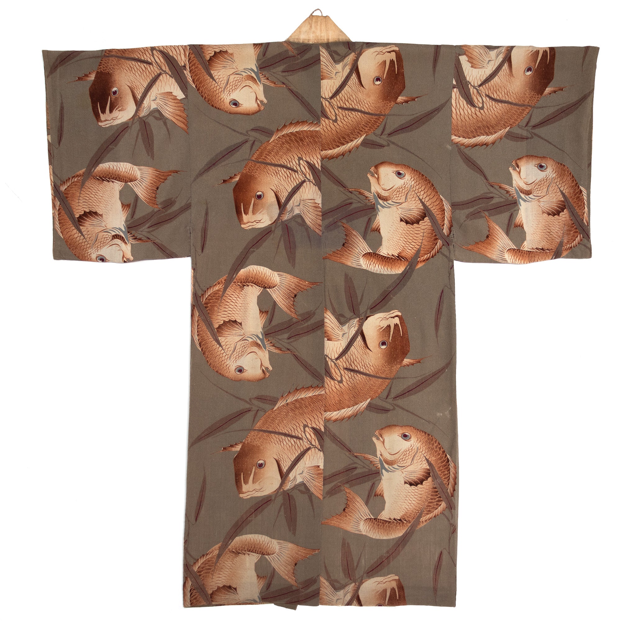 Mens Vintage Chirimen Silk Nagajuban with Lucky Tai