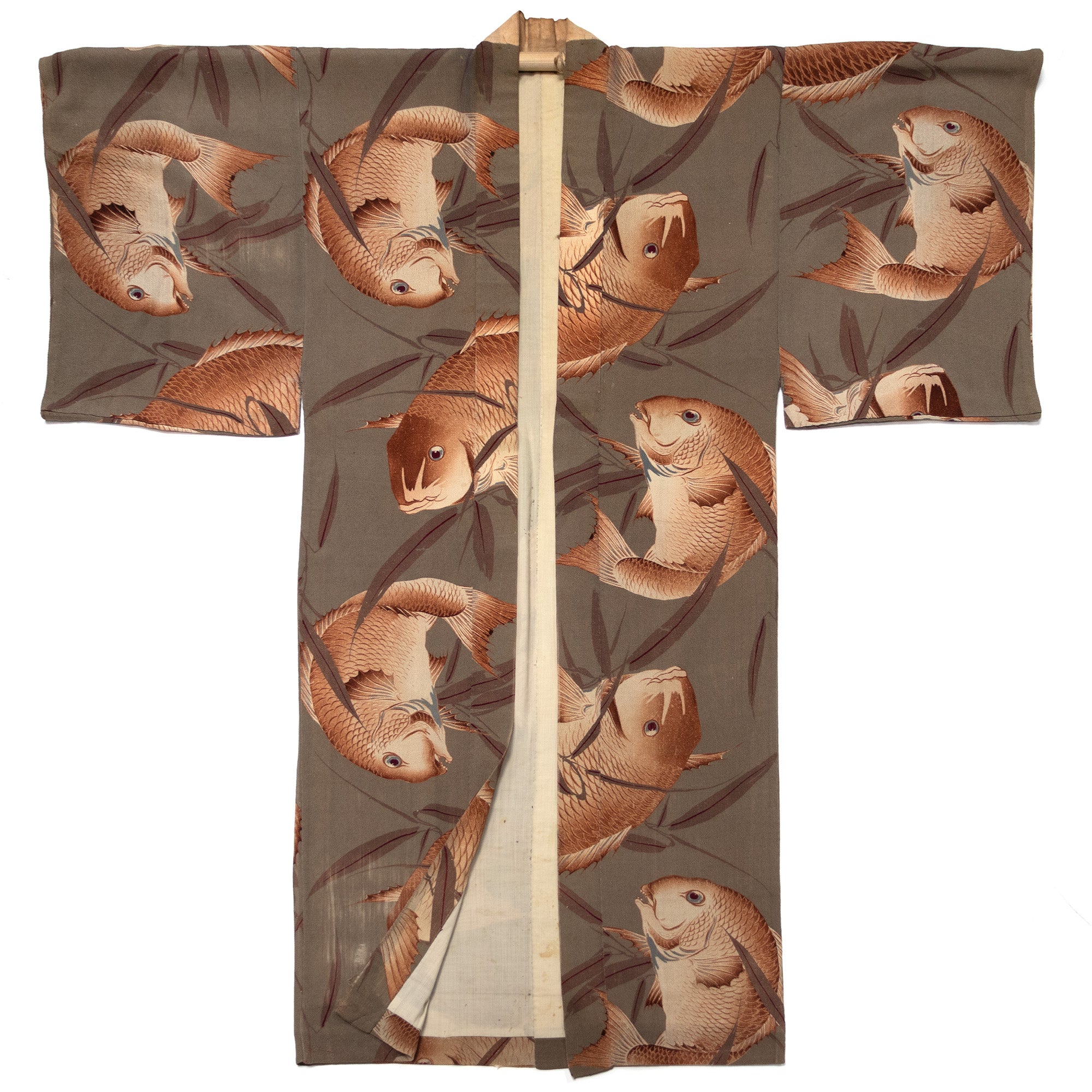 Mens Vintage Chirimen Silk Nagajuban with Lucky Tai